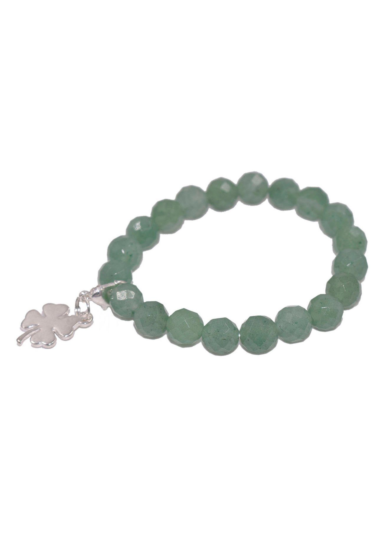 Firetti Charm-Armband Schmuck Geschenk Charm Kleeblatt, Made in Germany - mit Rosenquarz oder Aventurin