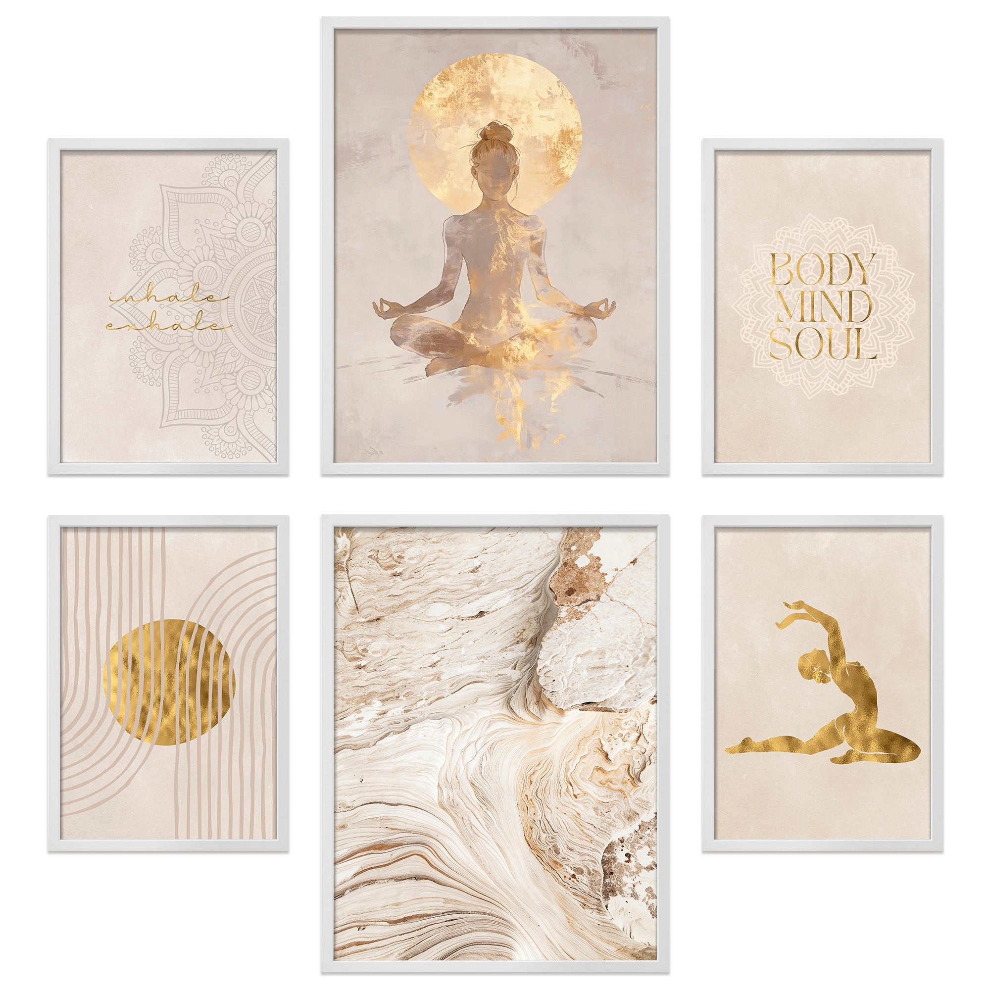 ARTFAVES Bilder-Collage Poster Set Yoga Spirit I mehrteilige Bilderwand I Wandbilder Spirituel, (Wandbilder modern, 6 St)
