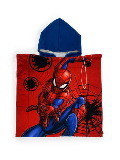 MARVEL Badeponcho Marvel Spiderman Kinder Mikrofaser Poncho mit Kapuze, Polyester, Kapuze