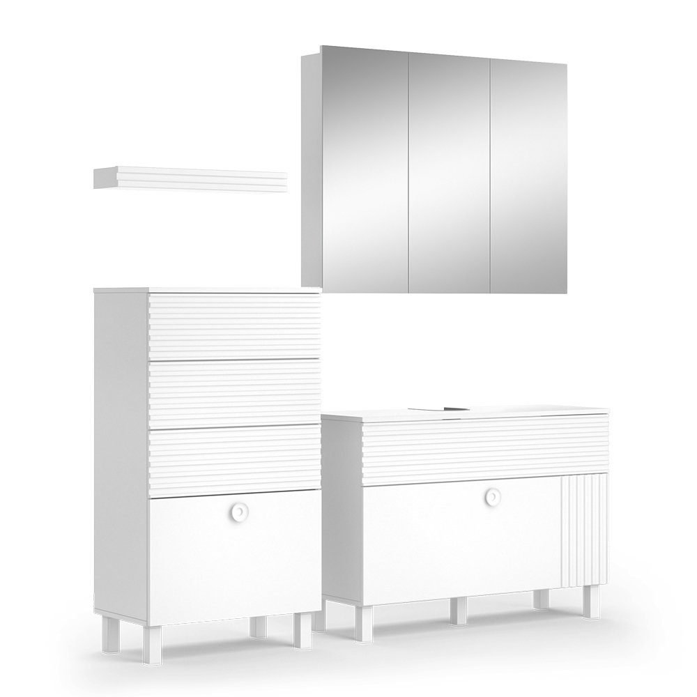 Vicco Badmöbel-Set Sola, Weiß, 3 Teile, günstig online kaufen
