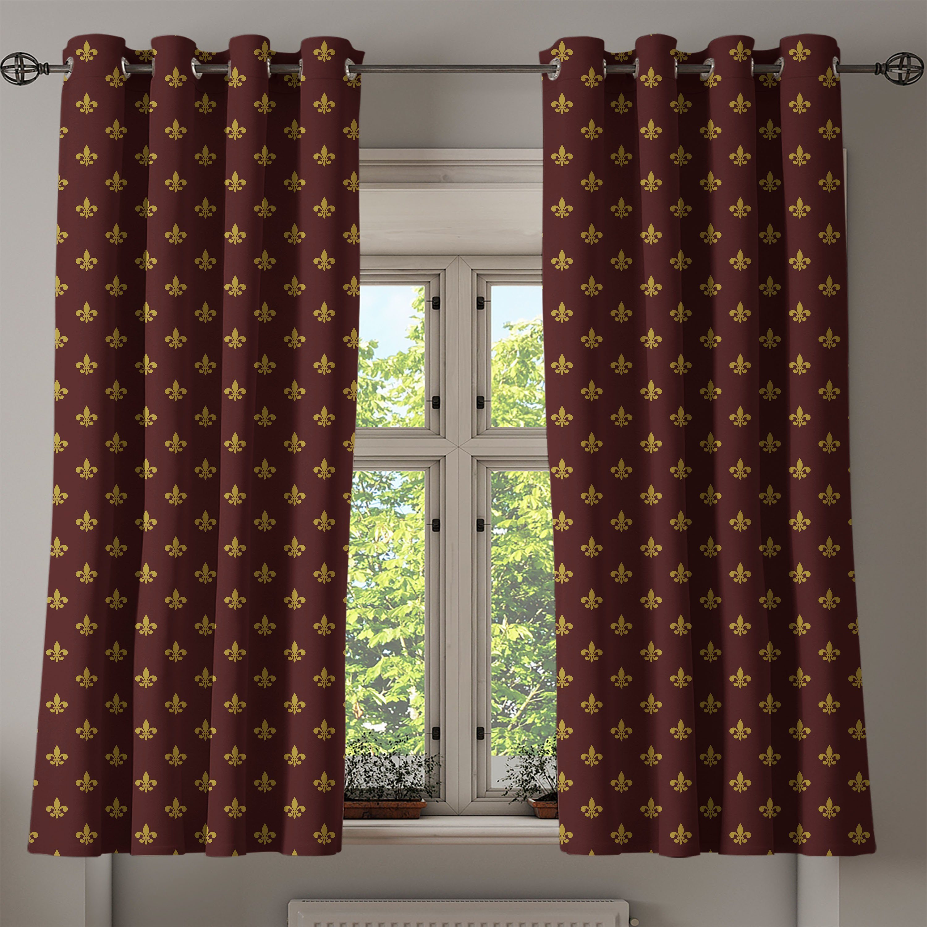 Lis Abakuhaus, Gardine 2-Panel-Fenstervorhänge De für Königliche Muster Wohnzimmer, Schlafzimmer Fleur Dekorative
