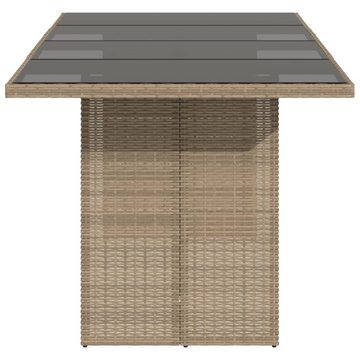 vidaXL Gartentisch Gartentisch mit Glasplatte Beige 190x80x74 cm Poly Rattan (1-St)