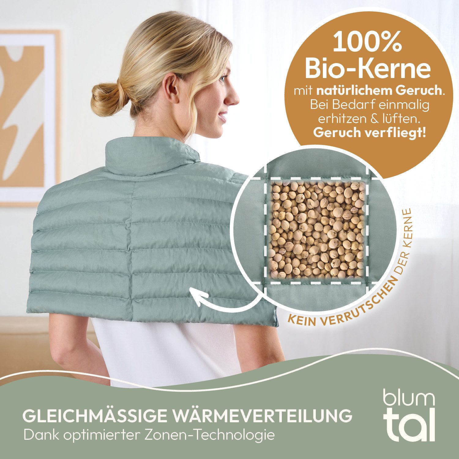 Blumtal Kirschkernkissen Nacken Schulter gegen Nackenschmerzen für die Mikrowelle
