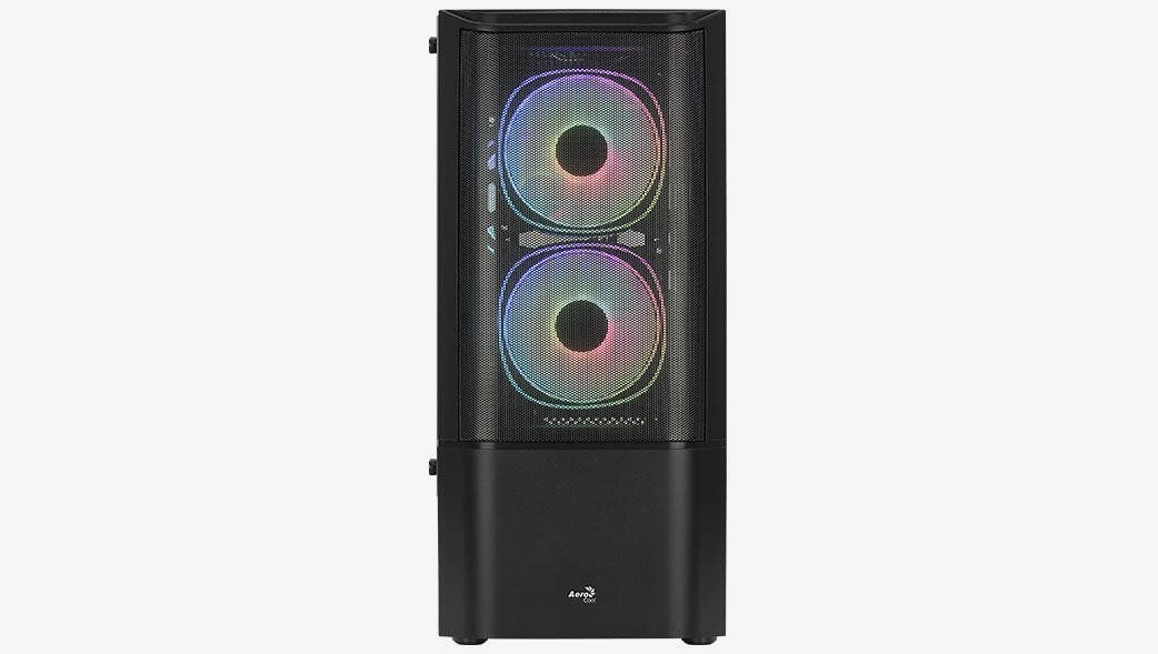Aerocool PC-Gehäuse Quantum Mesh-G-BK-v3 (schwarz/grau, Seitenteil aus