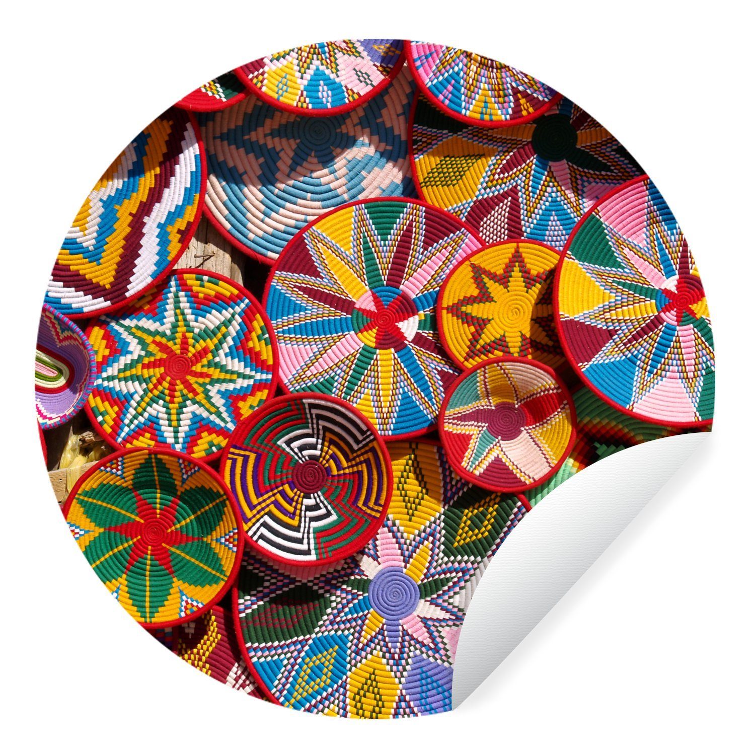 MuchoWow Wandsticker Kreis - Muster - Farben (1 St), Tapetenkreis für Kinderzimmer, Tapetenaufkleber, Rund, Wohnzimmer