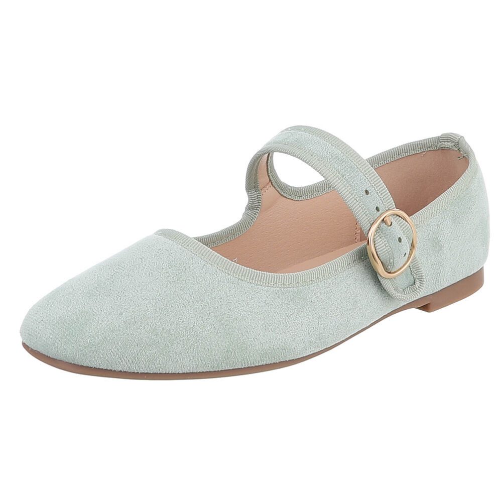 Ital-Design Elegante Flats mit Riemen für Damen – ideal für Alltag Schnürpumps (91554688) Blockabsatz Riemchenballerinas in Hellgrün