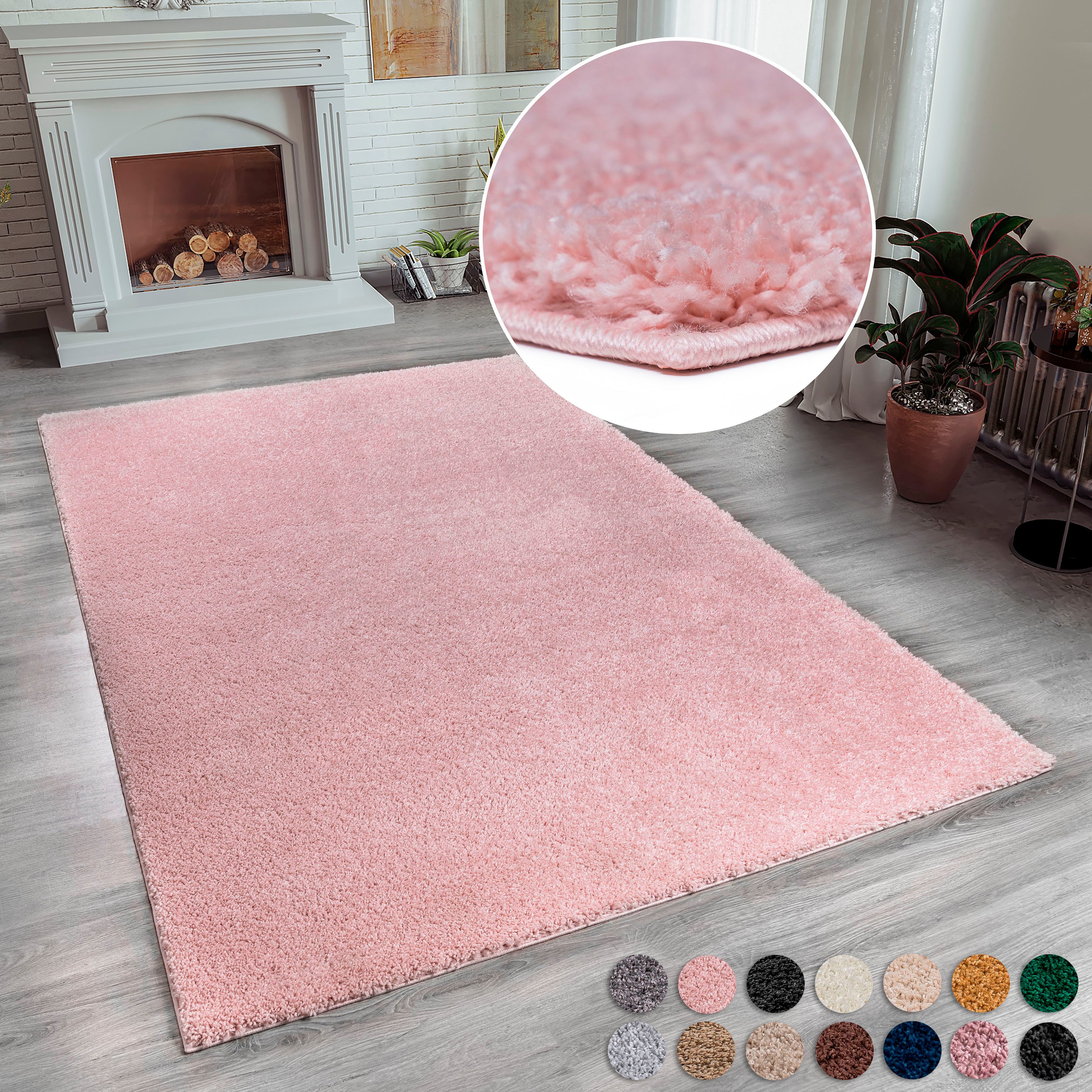 my home Hochflor-Teppich Shaggy 30, rechteckig, Höhe: 30 mm, Teppich, Uni Farben, besonders weich und kuschelig, Kundenliebling