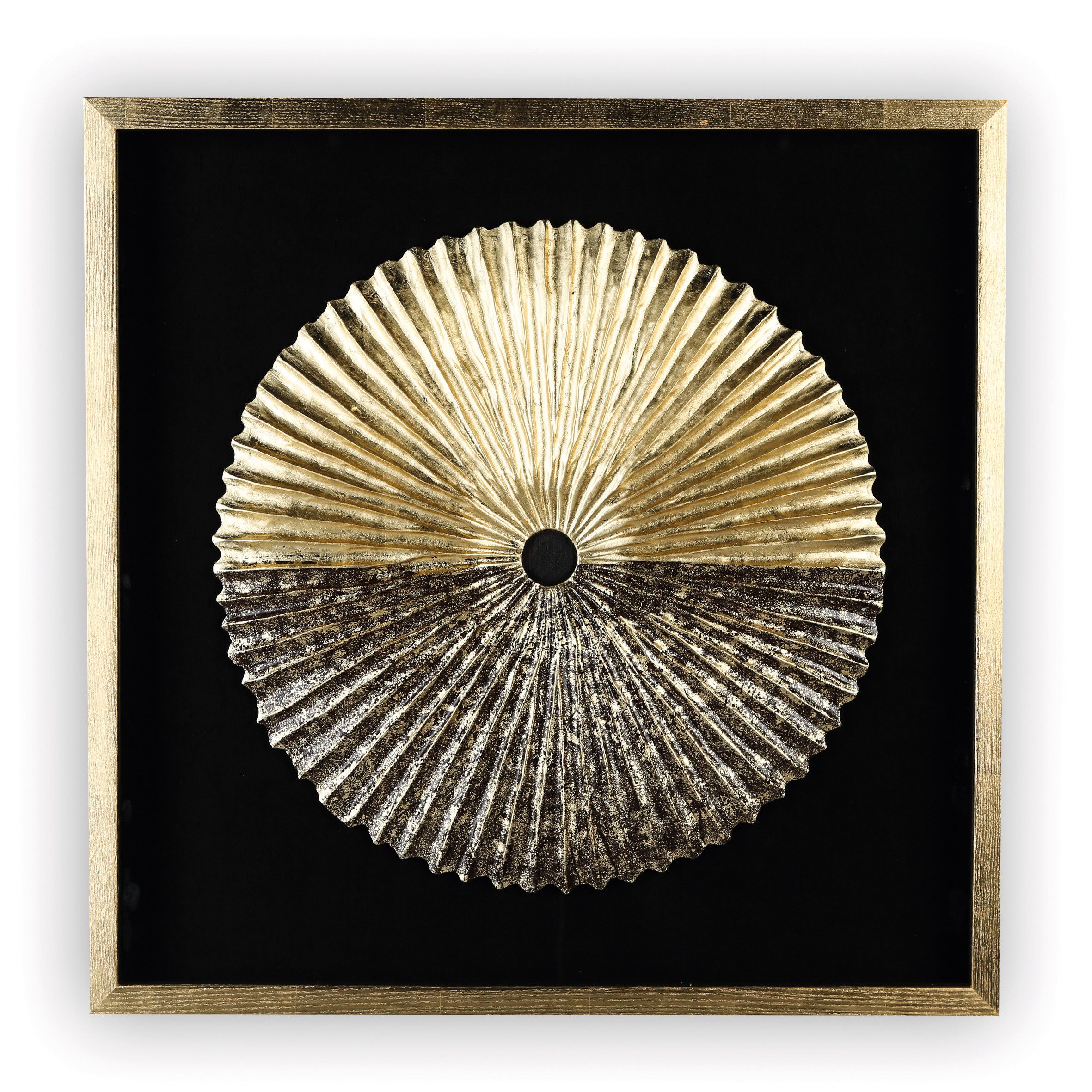 GILDE Wandbild PLATO Wanddekoration - gold, schwarz - Glas, MDF - H. 80cm - Deko, Quadratisches Gemälde - Wandbilder & Bilder für Ihre Wand
