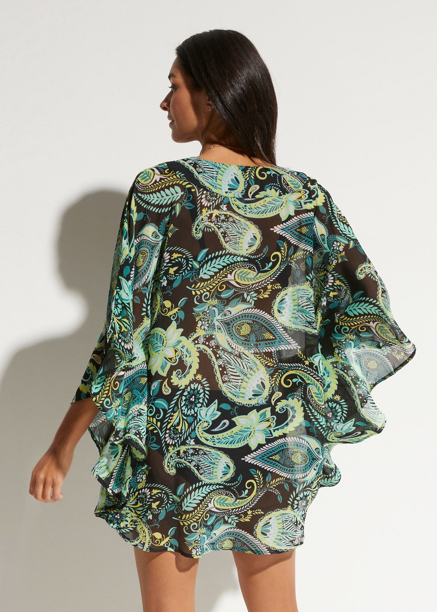 bonprix Tunikakleid aus leichtem Chiffon, lockere loose fit Passform, mit Paisley-Muster