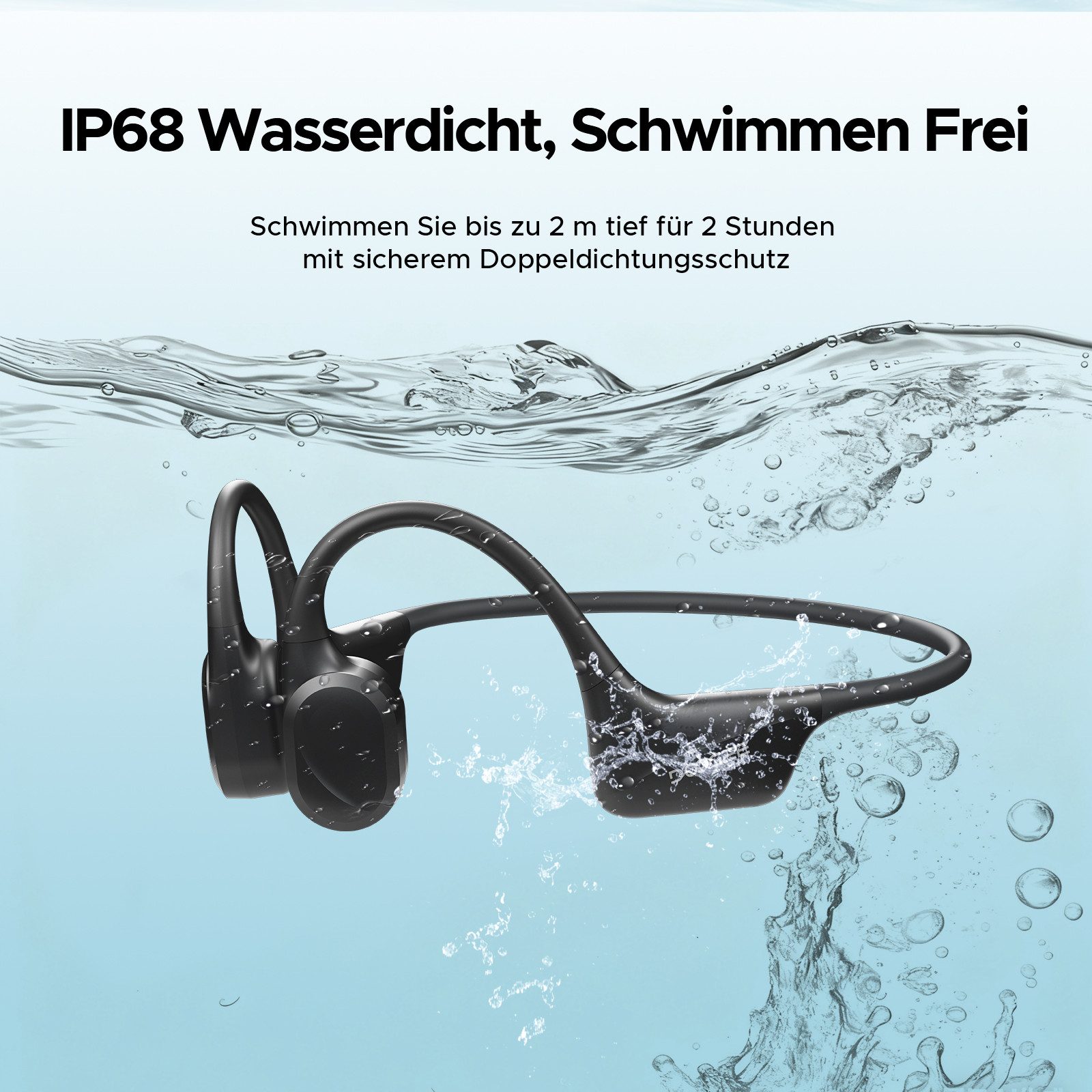 DOOGEE knochenschall kopfhörer bluetooth fürs schwimmen,wasserdicht,training Bluetooth-Kopfhörer (Bluetooth, 32GB MP3 Dual-Modus Sportkopfhörer für Schwimmen & Training)