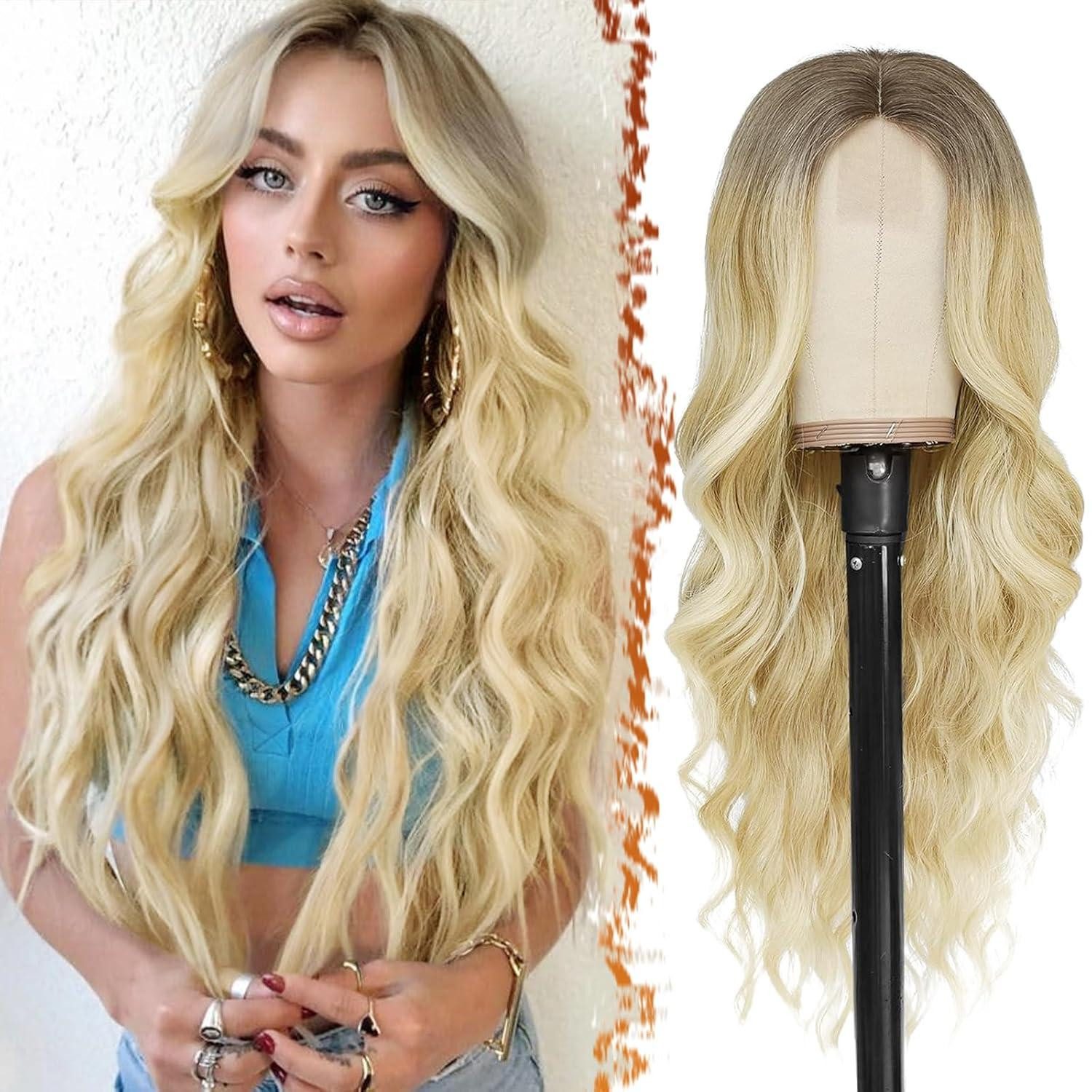 LuxusKollektion Kunsthaarperücke Perücke Blond 66cm Wellig Lace Front Natürlich Synthetisch Halloween