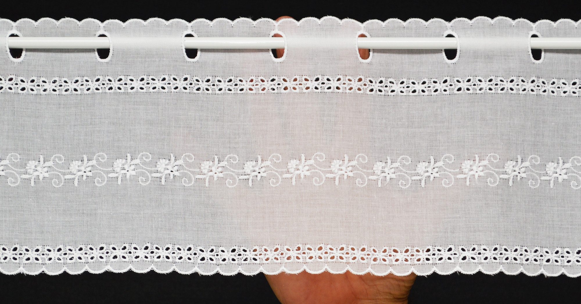 Gardinen Kranzusch Scheibengardine Batist Stickerei, Stangendurchzug, trans günstig online kaufen