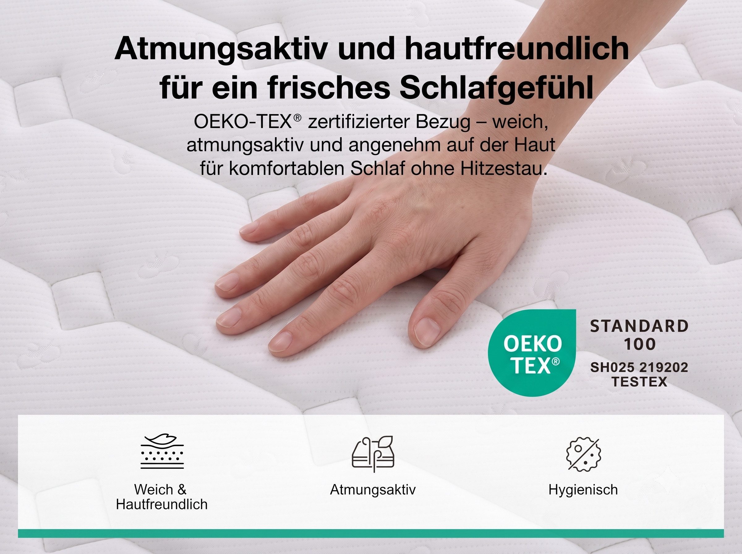 Taschenfederkernmatratze H3 Matratze mit 7 Zonen, Komfortschaum, Novilla, 25 cm hoch
