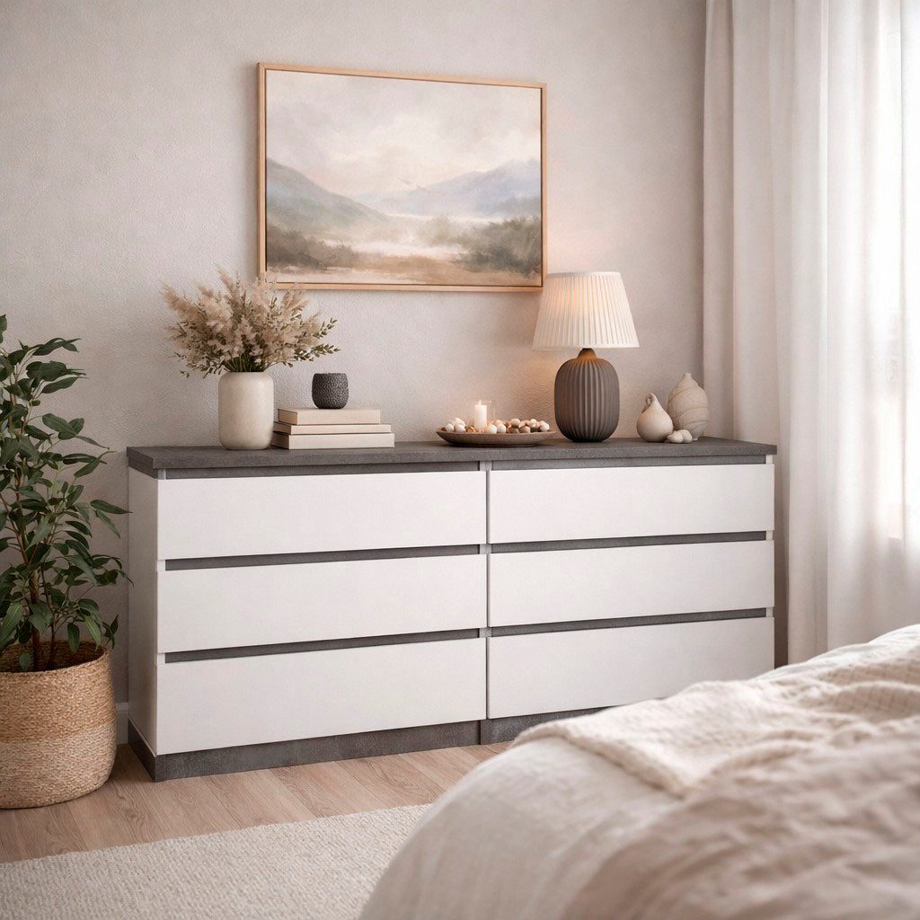 INOSIGN Kommode Naia, Aufbewahrung, 6 Schubladen, grifflose Front, viel Stauraum, Modern, skandinavisches Design, in mehrere Farben, Metallgleiter