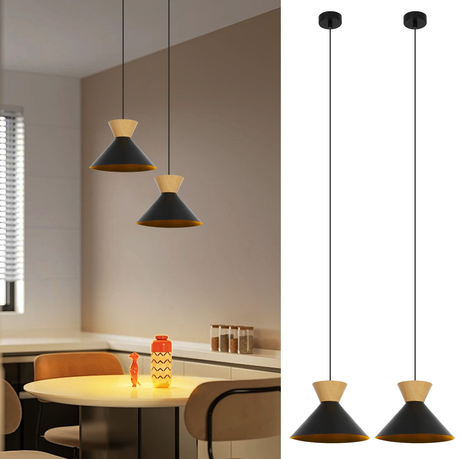 Nettlife Pendelleuchte Vintage Esszimmer 2x E27 Weiß Industrial Metall Retro Hängeleuchte, Höhenverstellbar, LED wechselbar, Innen Pendellampe für Küche Wohnzimmer Bar Resturant