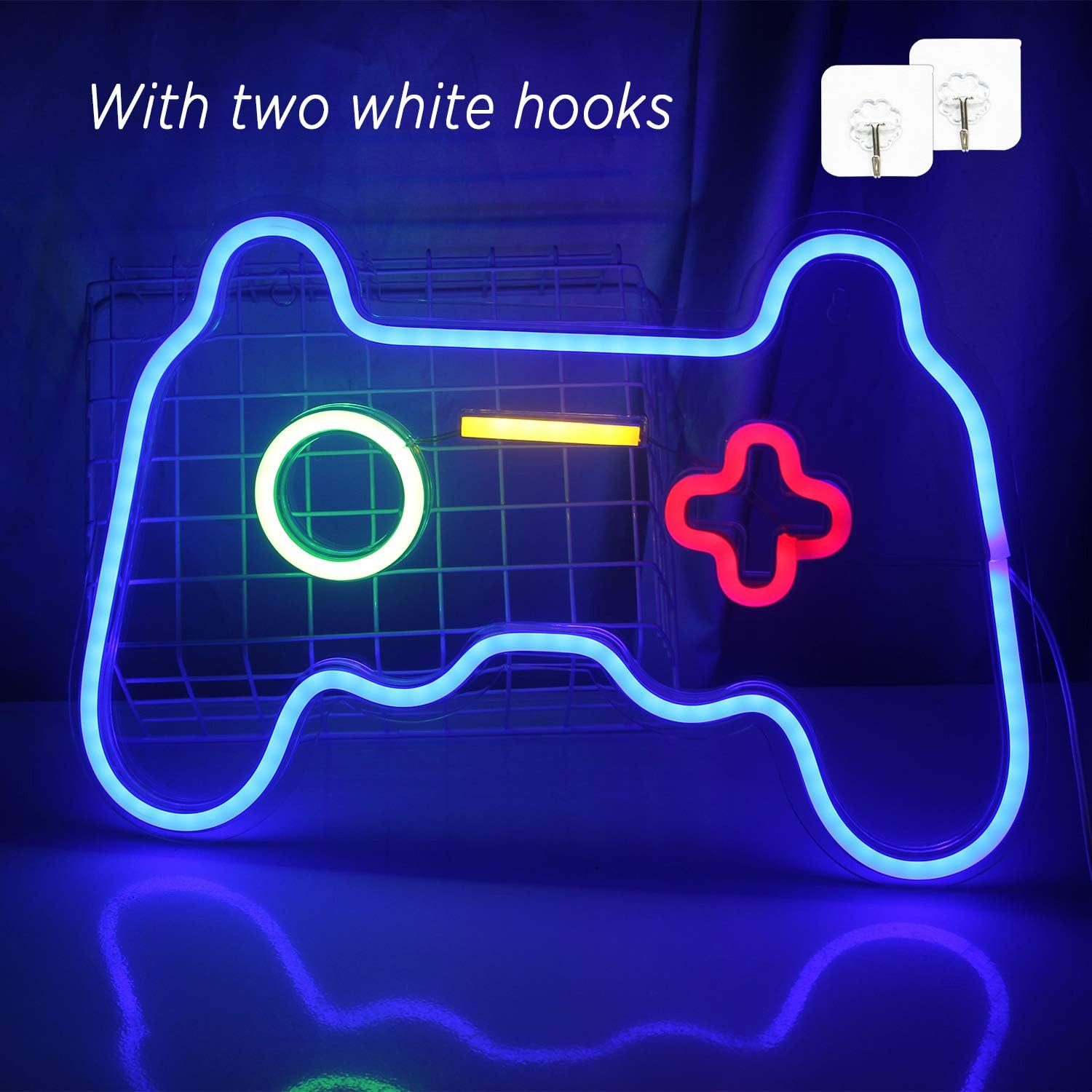TUWENA LED Dekolicht Gaming Neonlicht Gamepad Leuchtreklamen Blau Deko Neon Schild Lichter, für Zimmer Kinder Spielzimmer Bar Wohnkultur