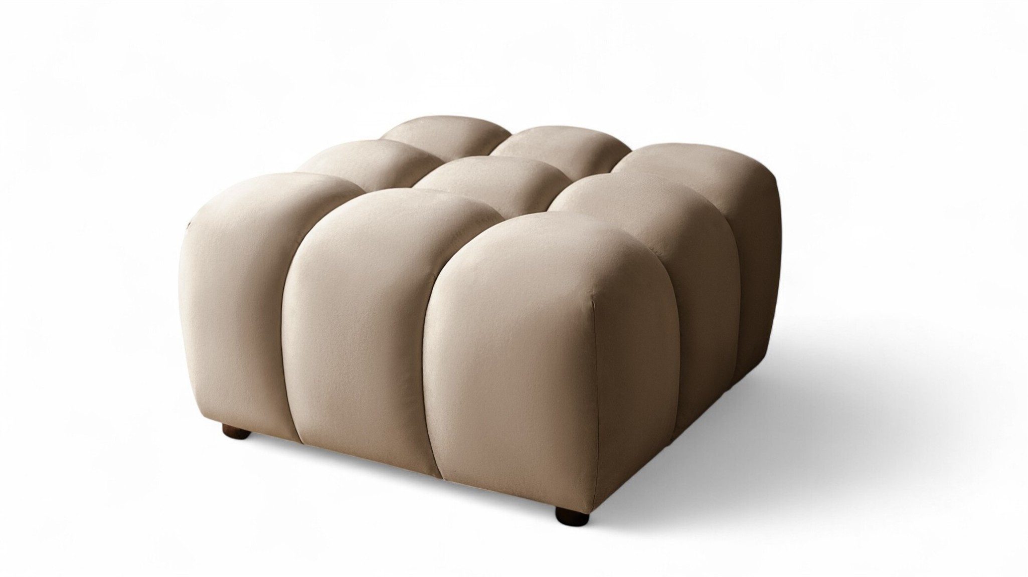 Fun Möbel Polsterhocker Designerhocker FUN MANOLO in Velourstoff (Bluvel) (kombinierbar mit 2-Sitzer oder 3-Sitzer), Rundumpolsterung