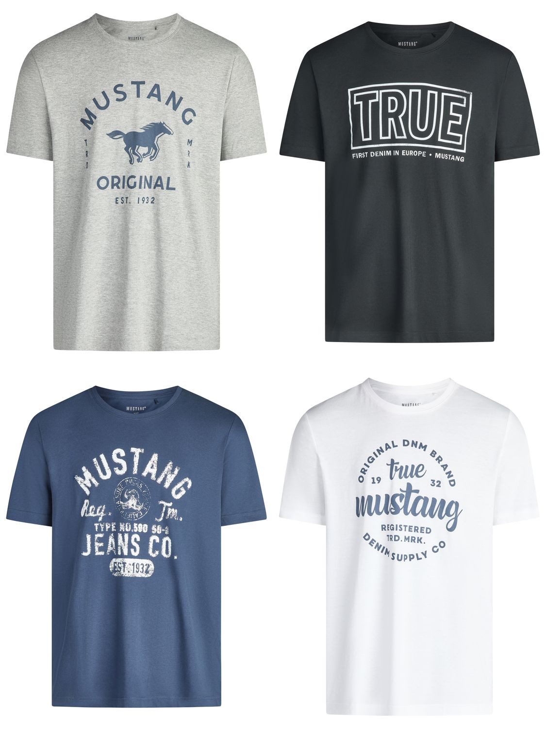 T-Shirt Herren Printshirt 4er Pack Set Regular Fit