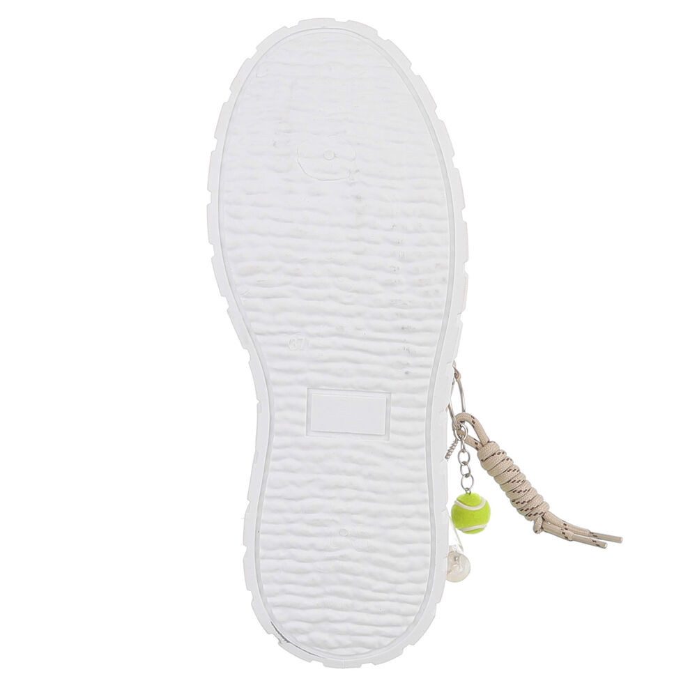 Ital-Design Damen Schnürboot mit Plattformsohle und Zieranhänger Sneakerboots (92078671) Keilabsatz/Wedge Sneakers High in Beige