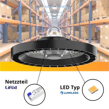 ENOVALITE LED Arbeitsleuchte LED-HighBay, UFO, 200 W, 28000 lm, 4000 K (neutralweiß), IP65, TÜV, LED fest integriert, neutralweiß