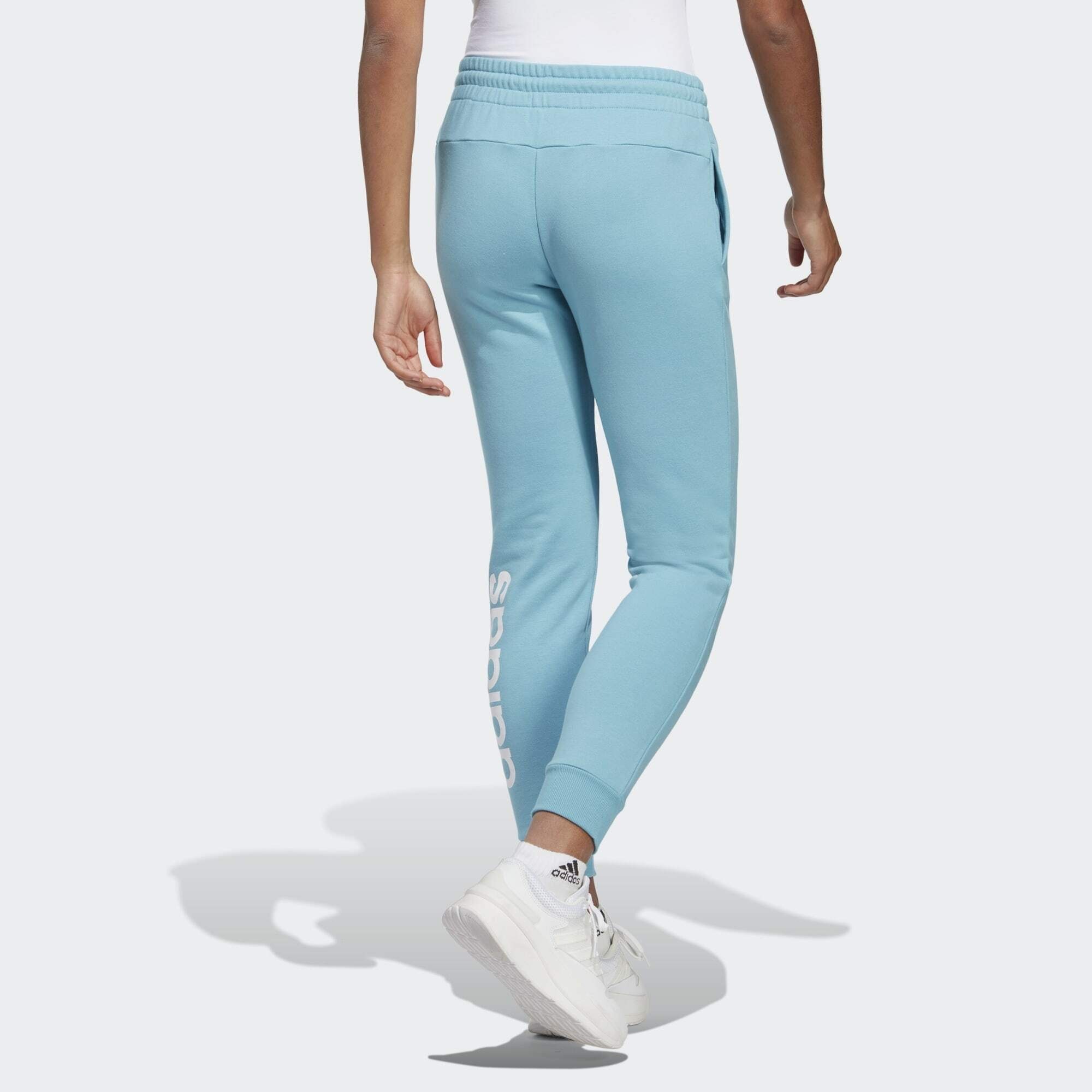 adidas Sportswear Jogginghose ESSENTIALS LINEAR / Blue FRENCH HOSE CUFFED Preloved White TERRY