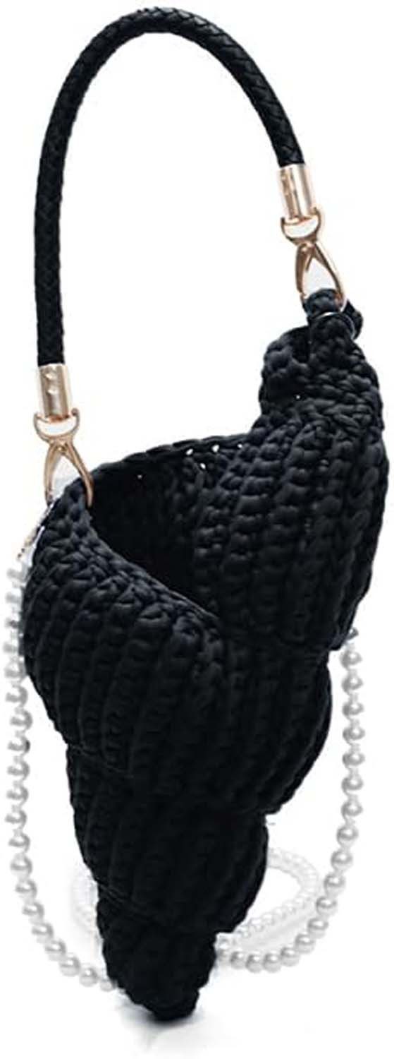 Oemmn Handtasche Handgewebte Muschel-Hobo-Tasche für Damen, gehäkelt, Sommer