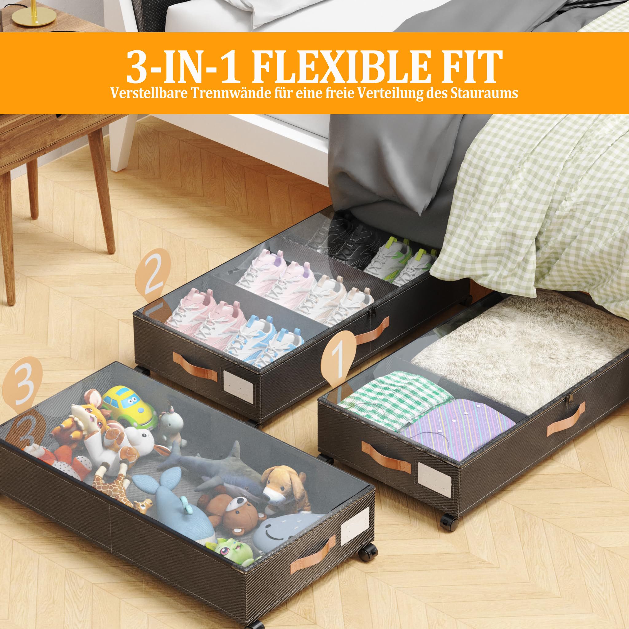 Coonoor Aufbewahrungsbox Große unterbett-Aufbewahrungsbox mit Rollen und Tr günstig online kaufen