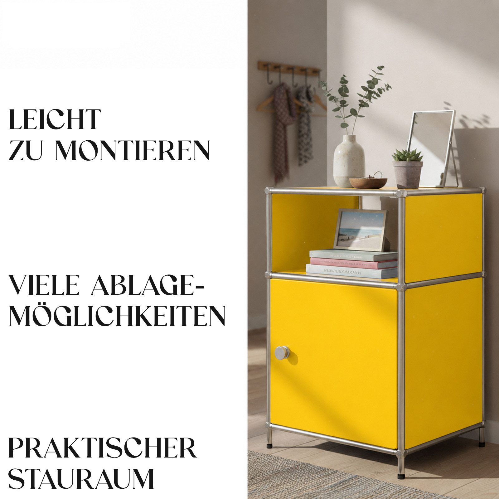 Floordirekt Standregal Concept Epure Metallregal MK-040, 3-stöckiges Regal 40x40x65 cm, mit Tür & Ablage, modernes Regal für Bad, Küche, Schlafzimmer & Büro – Bild 5 von 5