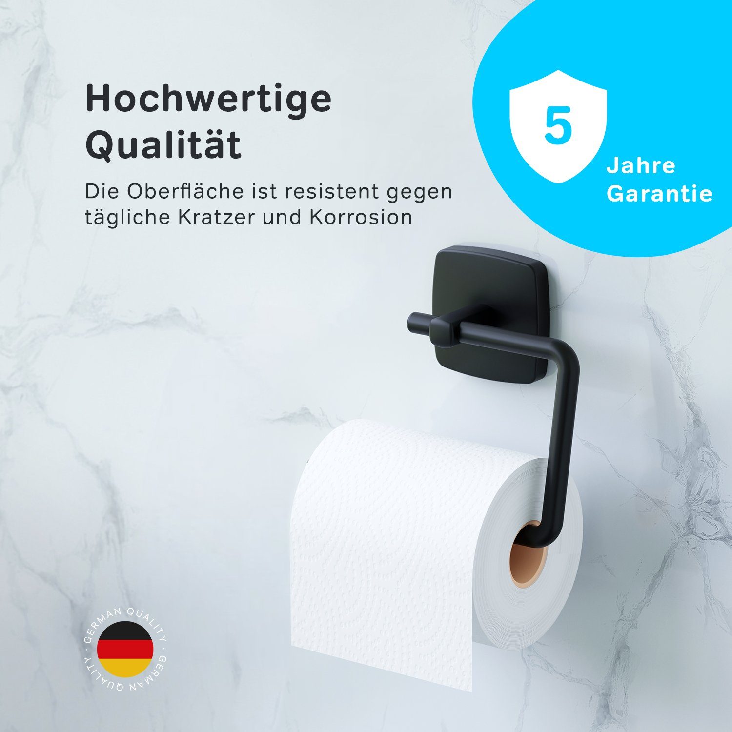 AM.PM Toilettenpapierhalter Gem ohne Deckel/mit langlebige für Deckel, korrosionsbeständig und rost- Schwarz Haltbarkeit