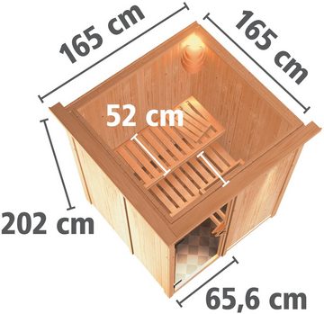 Karibu Sauna Milaja, BxTxH: 165 x 165 x 202 cm, 68 mm, (Set) 3,6-kW-Plug & Play Ofen mit externer Steuerung