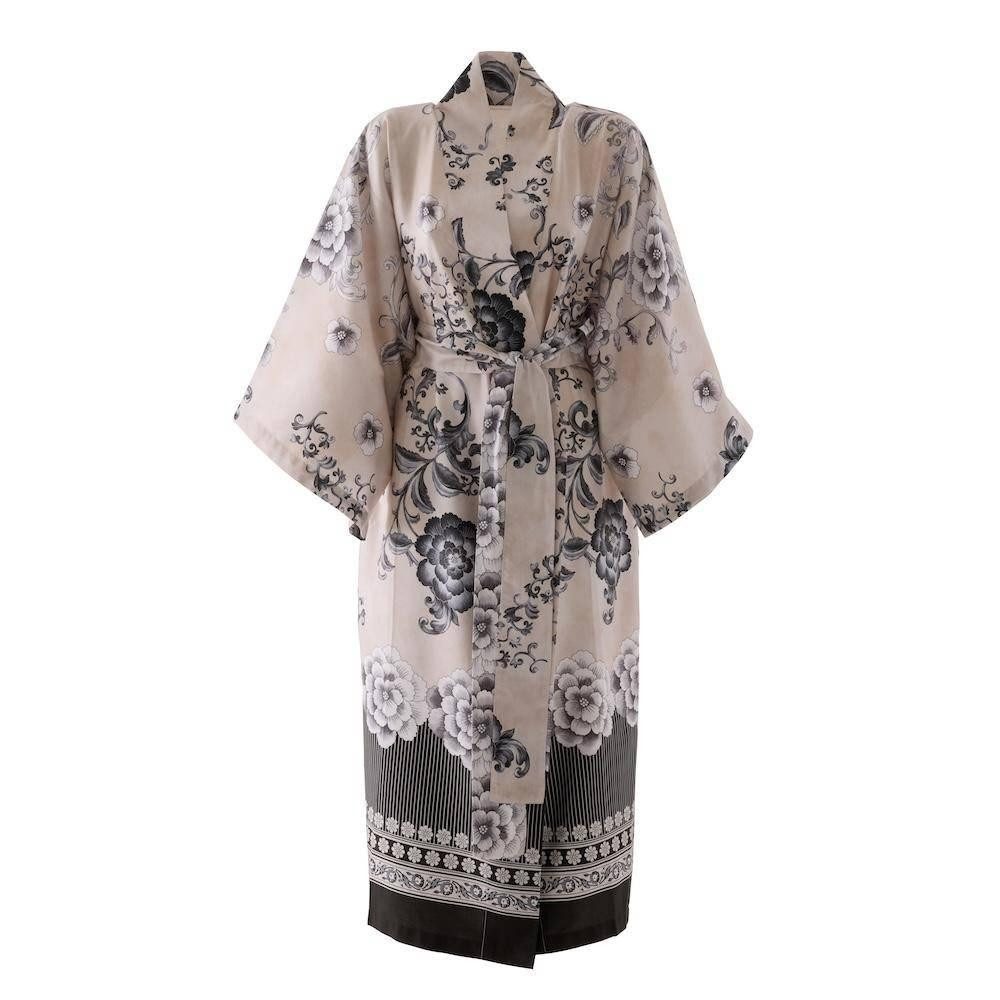 Bassetti Kimono Kimono Paraggi Nero in S/M, 130 cm, Mako Satin, im Geschenkkarton, Bindegürtel