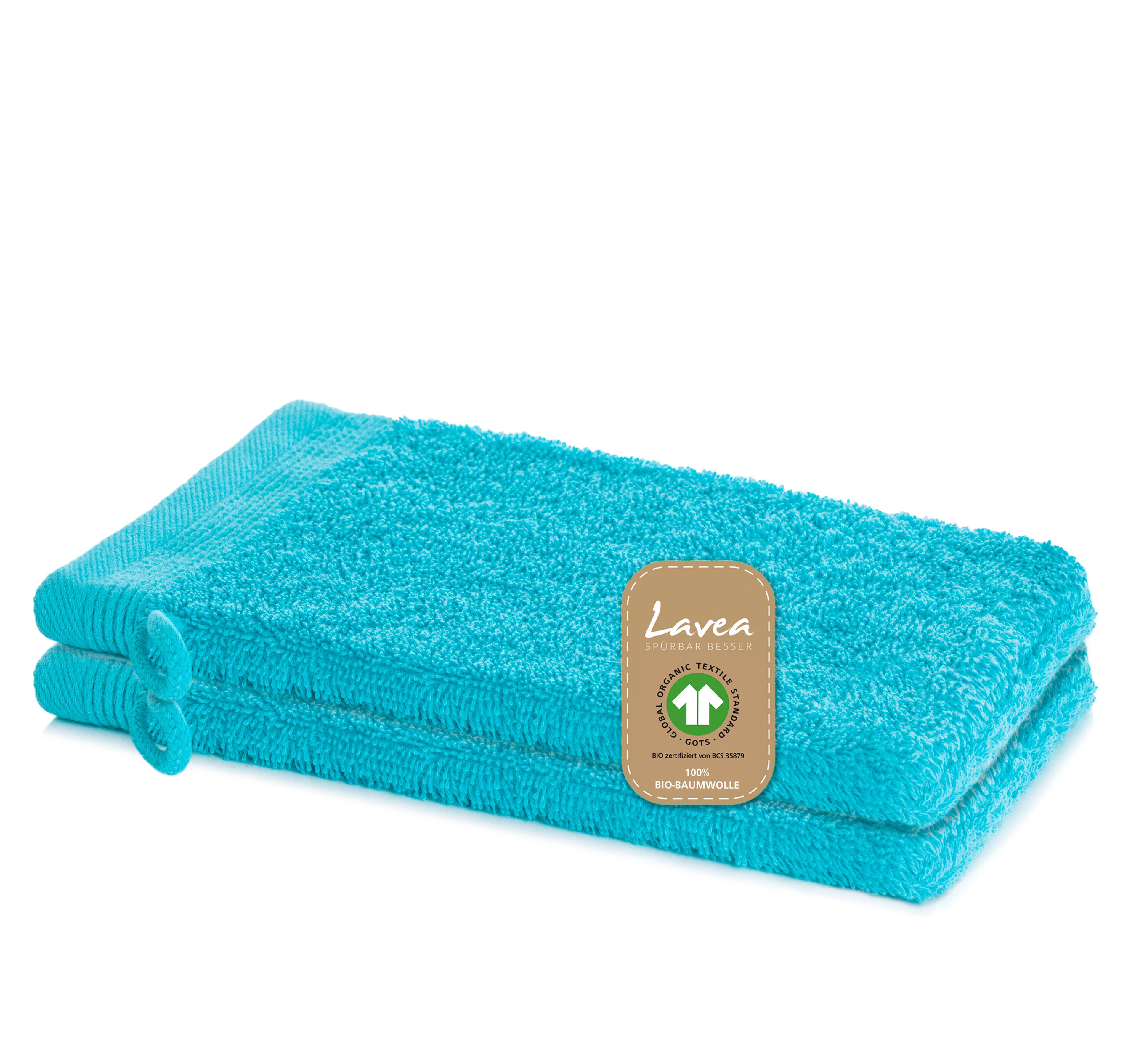 Lavea Handtuch Set Premium Frotteeserie Bali, aus 100% Bio-Baumwolle (16x22cm, 2-St), extra saugstark mit 500g/m² in Wellness-Qualität - Waschhandschuh