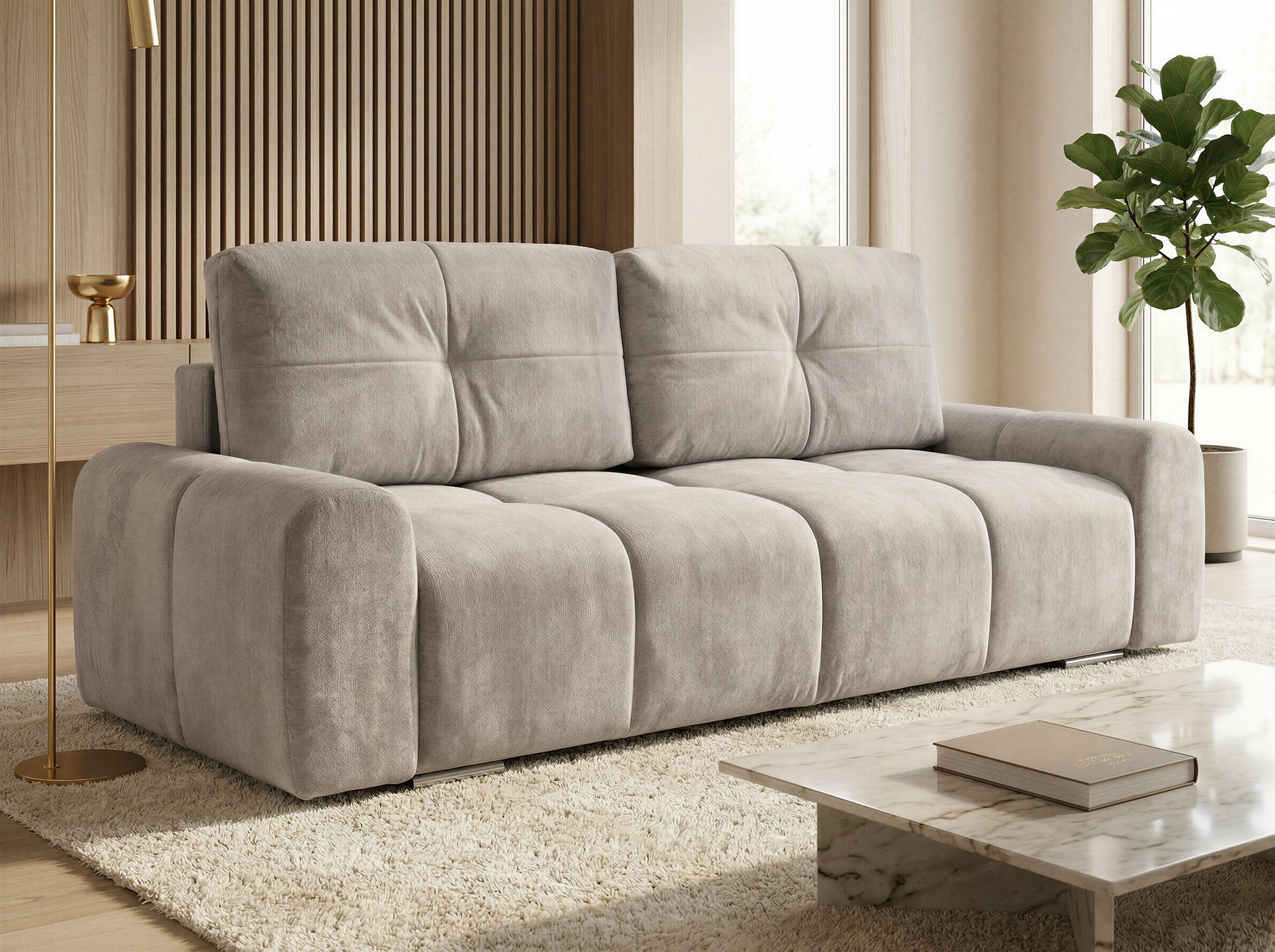 Sofnet Schlafsofa Fluffy, mit Schlaffunktion und Bettkasten, Bonellfederkern, Chenille-Bezug, große Schlaffläche 195x145 cm