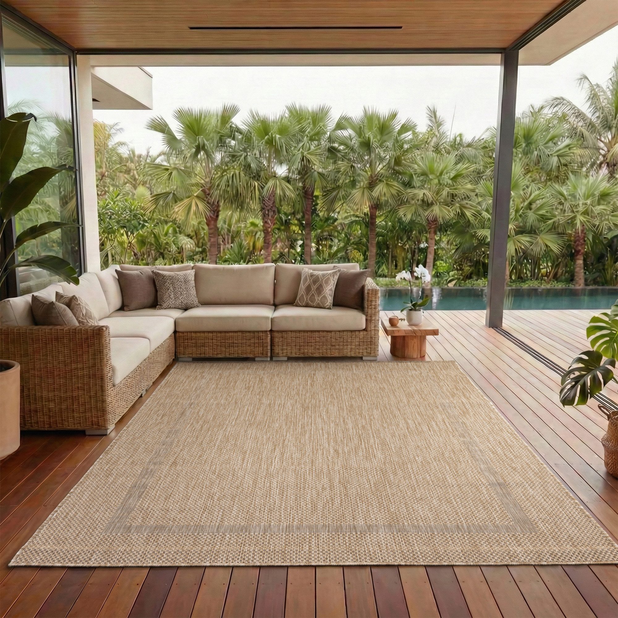 Carpettex Outdoorteppich Unicolor - Einfarbig, Läufer, Höhe: 5 mm, Teppich Wetterfest Balkon Küchenteppich Flachgewebe Sisaloptik