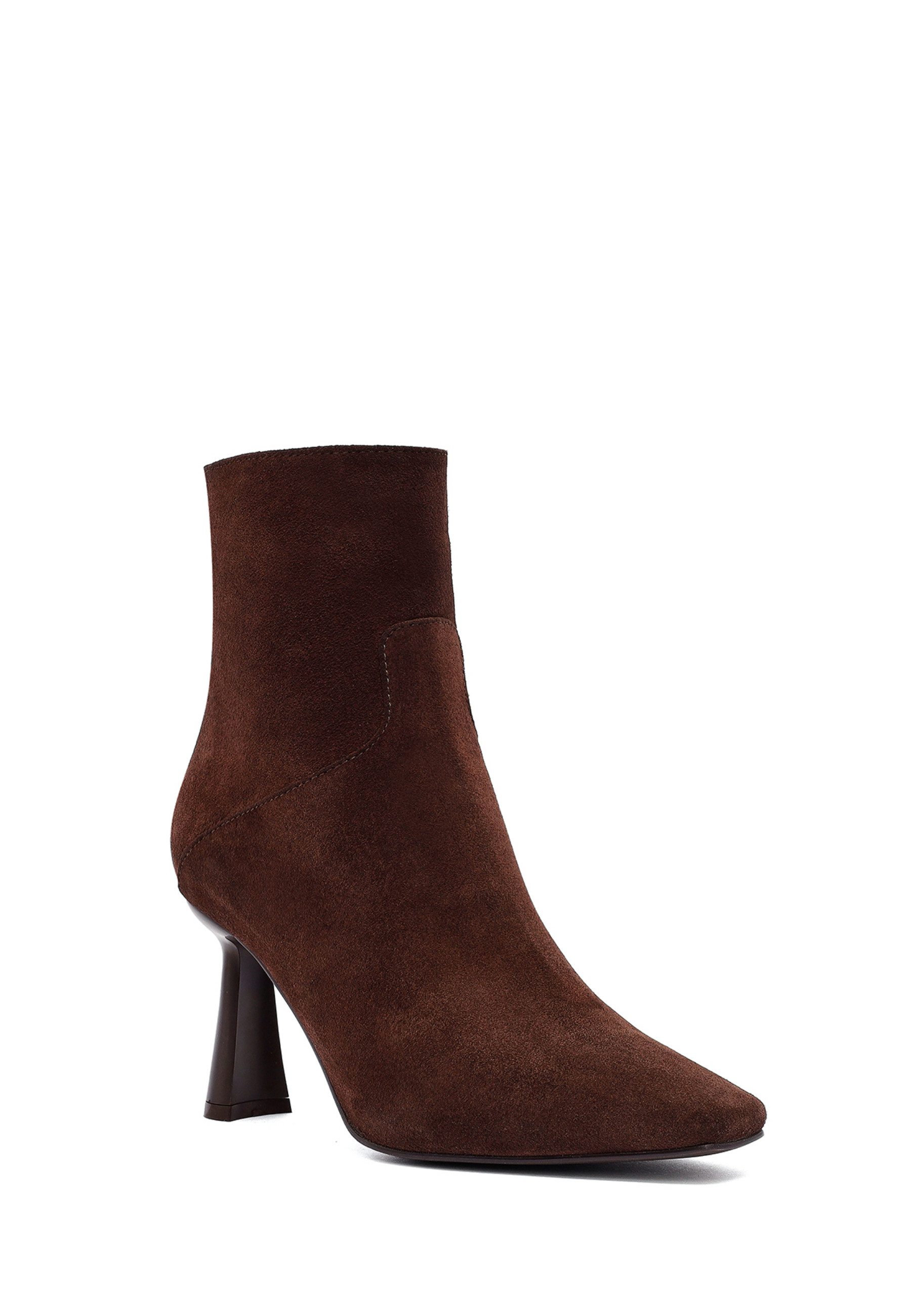 Derimod Absatz-Stiefeletten aus Veloursleder Ankleboots Leder-Textil-Futter, TPU Sohle, Absatz 9 cm