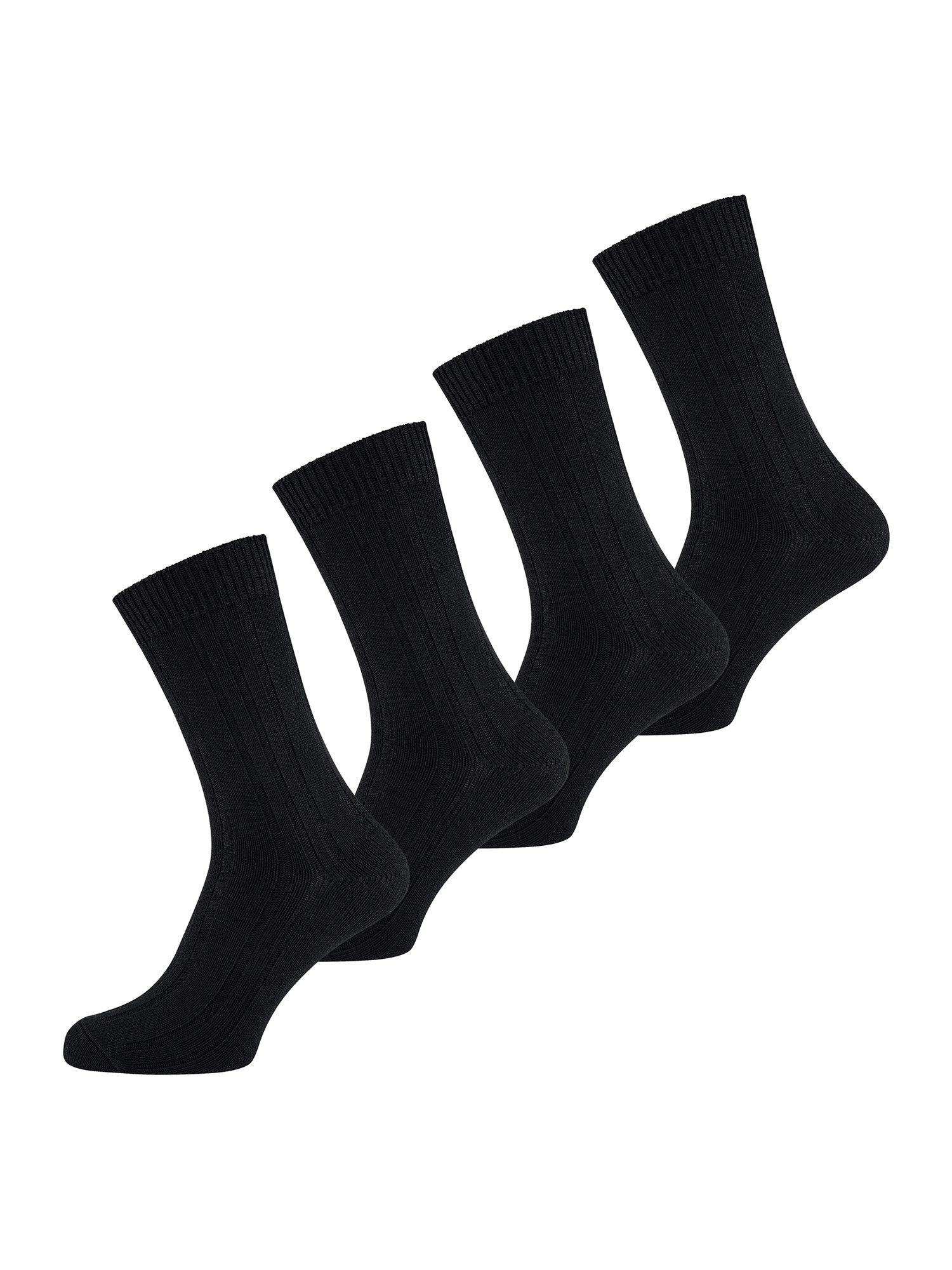 schwarz (4-Paar) Warme Bambus* Der Basicsocken Nur Socke