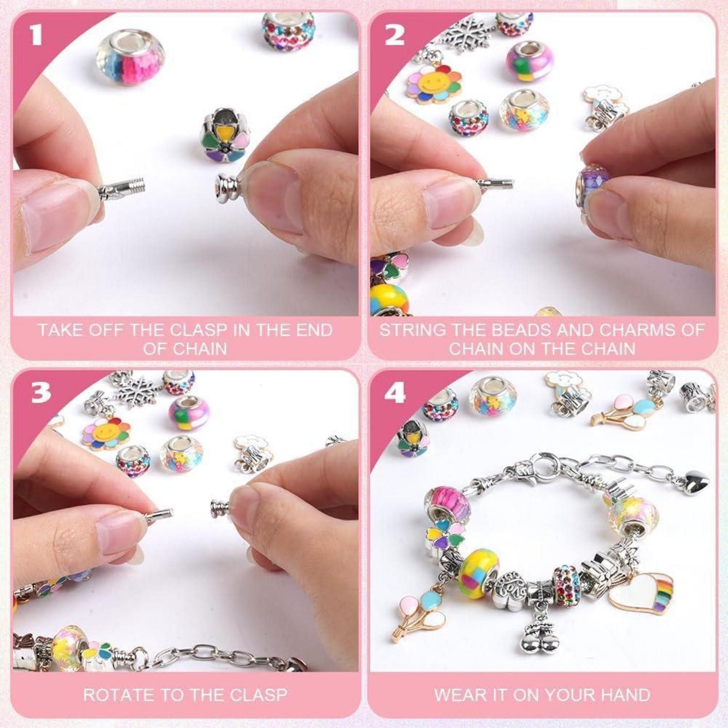 LuxusKollektion Schmuck-Adventskalender Bastelset Armbänder Mädchen Adventskalender Füllung 4 12 Rosa-A