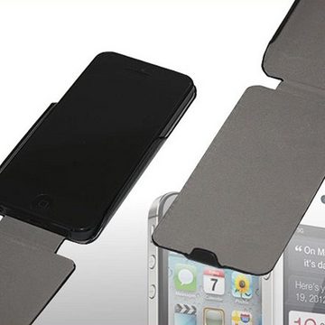 Melko Handyhülle Handycover Schutzhülle für das iPhone 5 in Schwarz Aufklappbar Handytasche Etui Displayschutz 10,2 cm (4 Zoll), Für iPhone 5