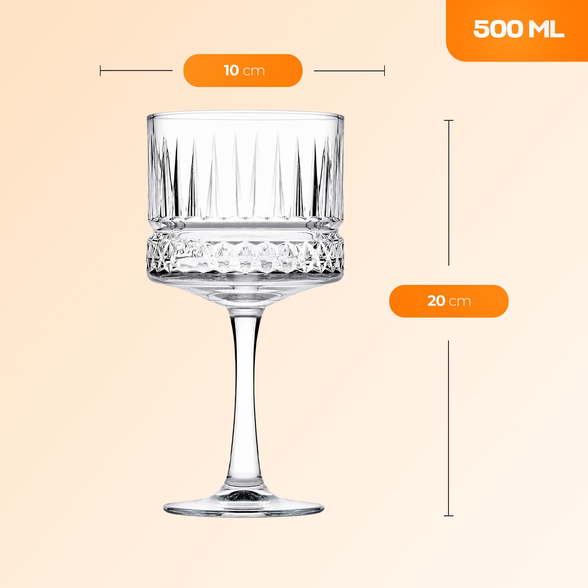 Pasabahce Gläser-Set Elysia Coktailglas, 6-tlg., Glas, Ideal für Cocktails, Gin Tonic oder Desserts, 4er Set, 500ml