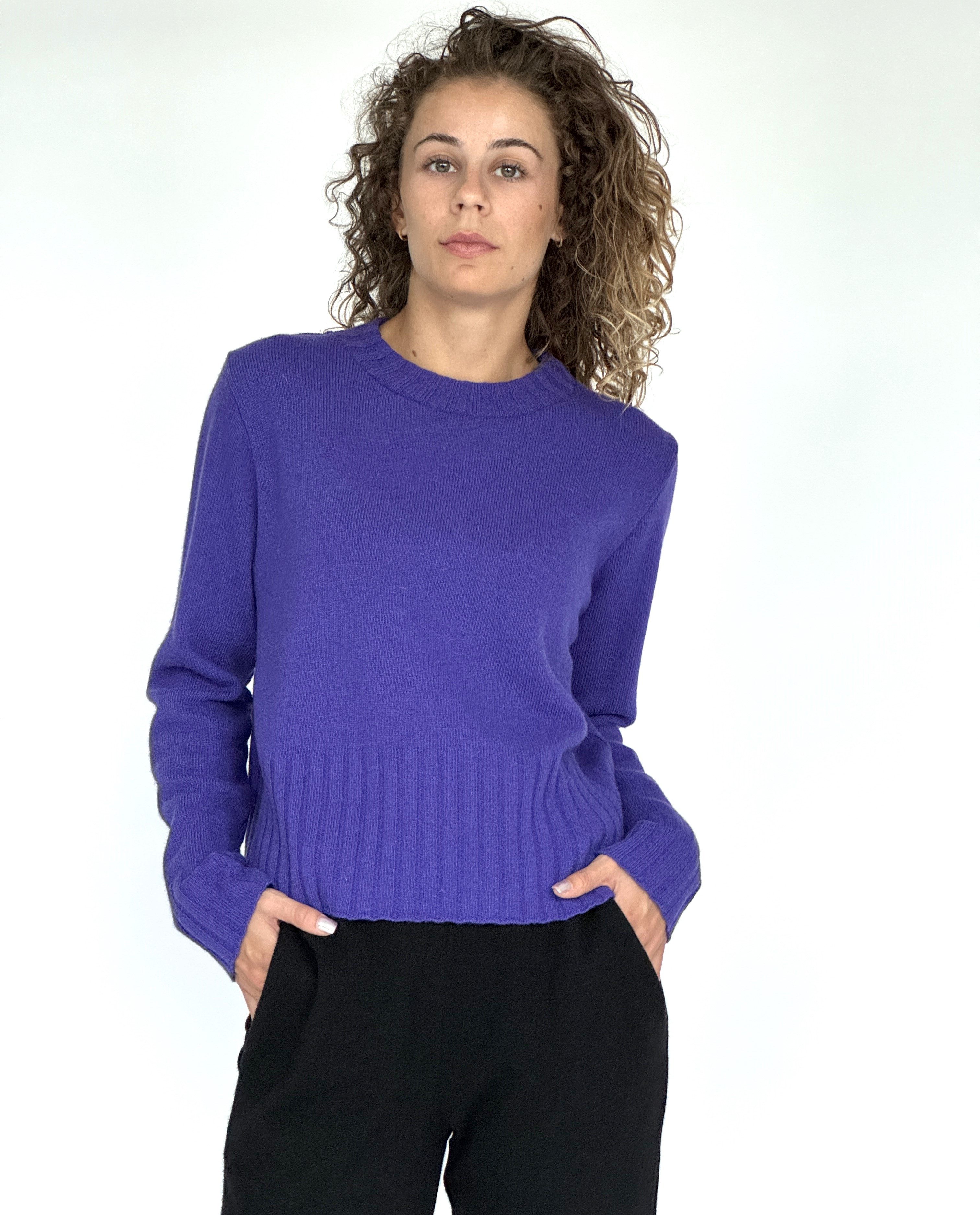Zuckerwatte Rundhalspullover mit Rippstrickdetails, aus weicher günstig online kaufen