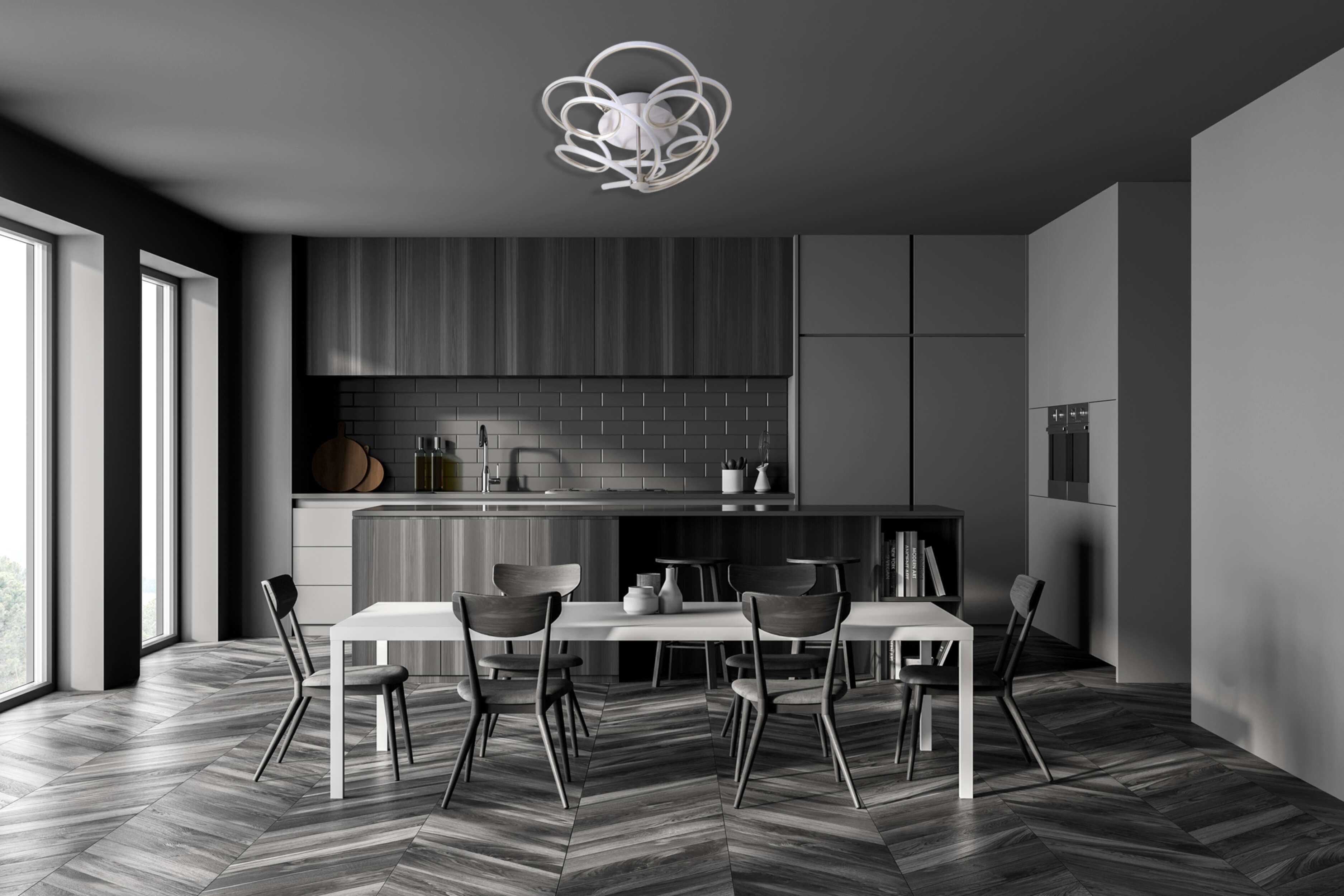 näve LED Deckenleuchte Rizado, Dimmfunktion, LED fest integriert, Warmweiß, Effizienzklasse: F, 3-Stufen dimmbar per Wandschalter, satin-nickel