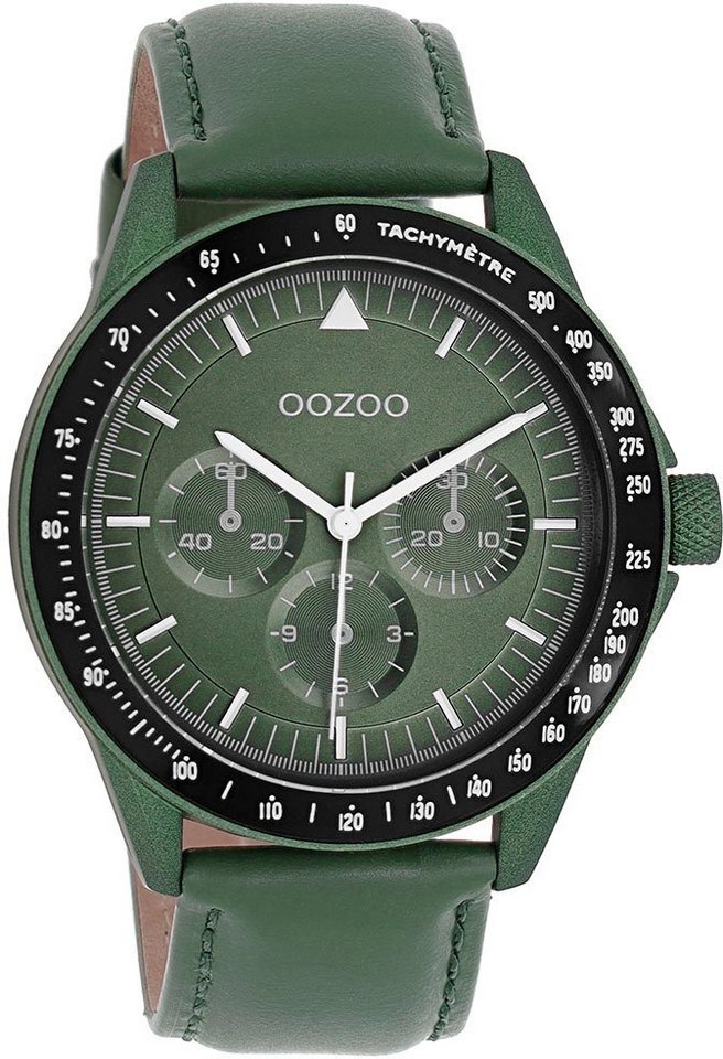 OOZOO Quarzuhr C11111, Metallgehäuse, grün IP-beschichtet, Ø ca. 45 mm