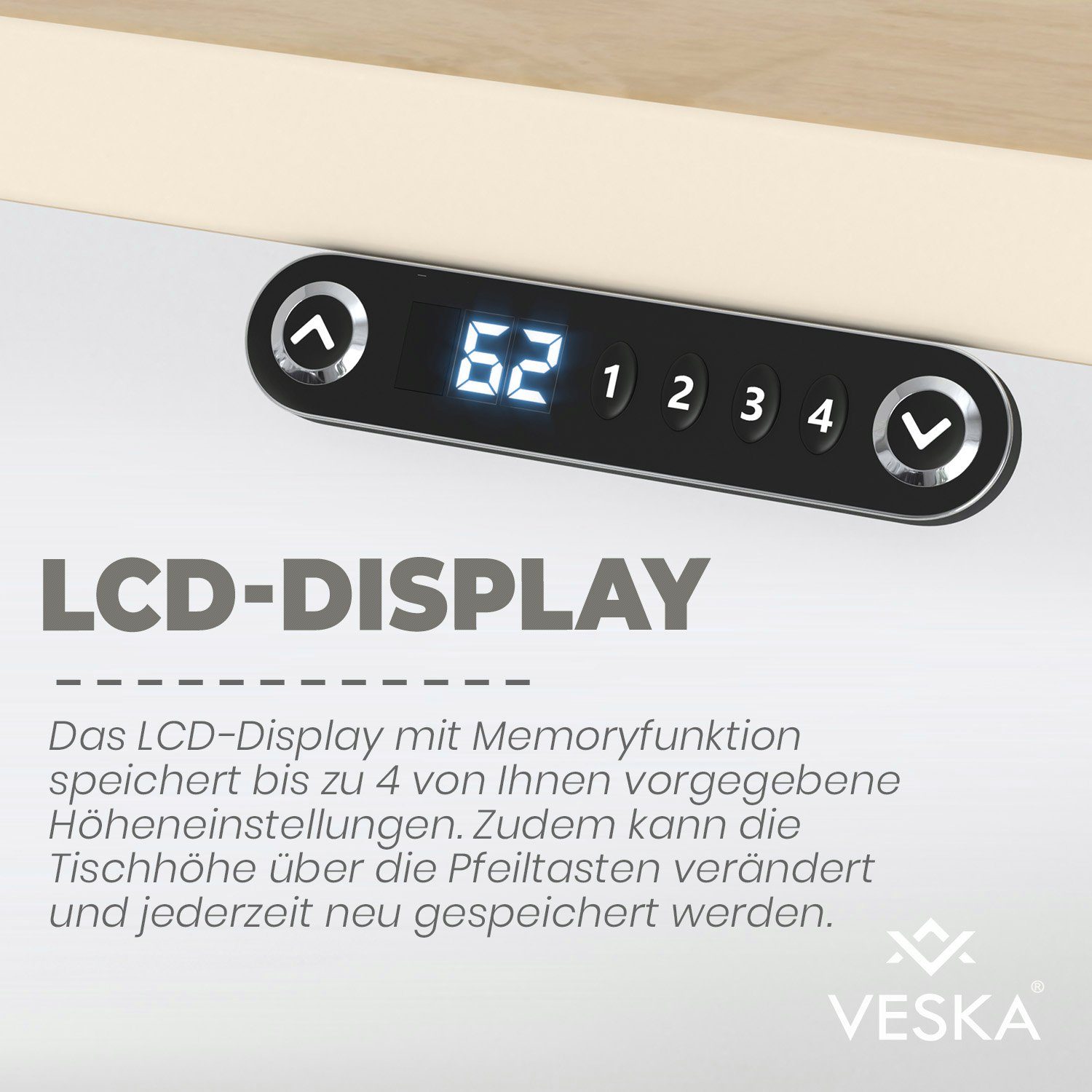 & x - - Home Elektrisch VESKA Touchscreen Bürotisch Stehpult Anthrazit cm Office Antik 70 | 140 mit Schreibtisch Höhenverstellbar Sitz-