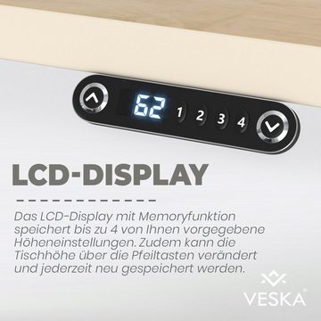 VESKA Schreibtisch Höhenverstellbar 140 x 70 cm - Bürotisch Elektrisch mit Touchscreen - Sitz- & Stehpult Home Office