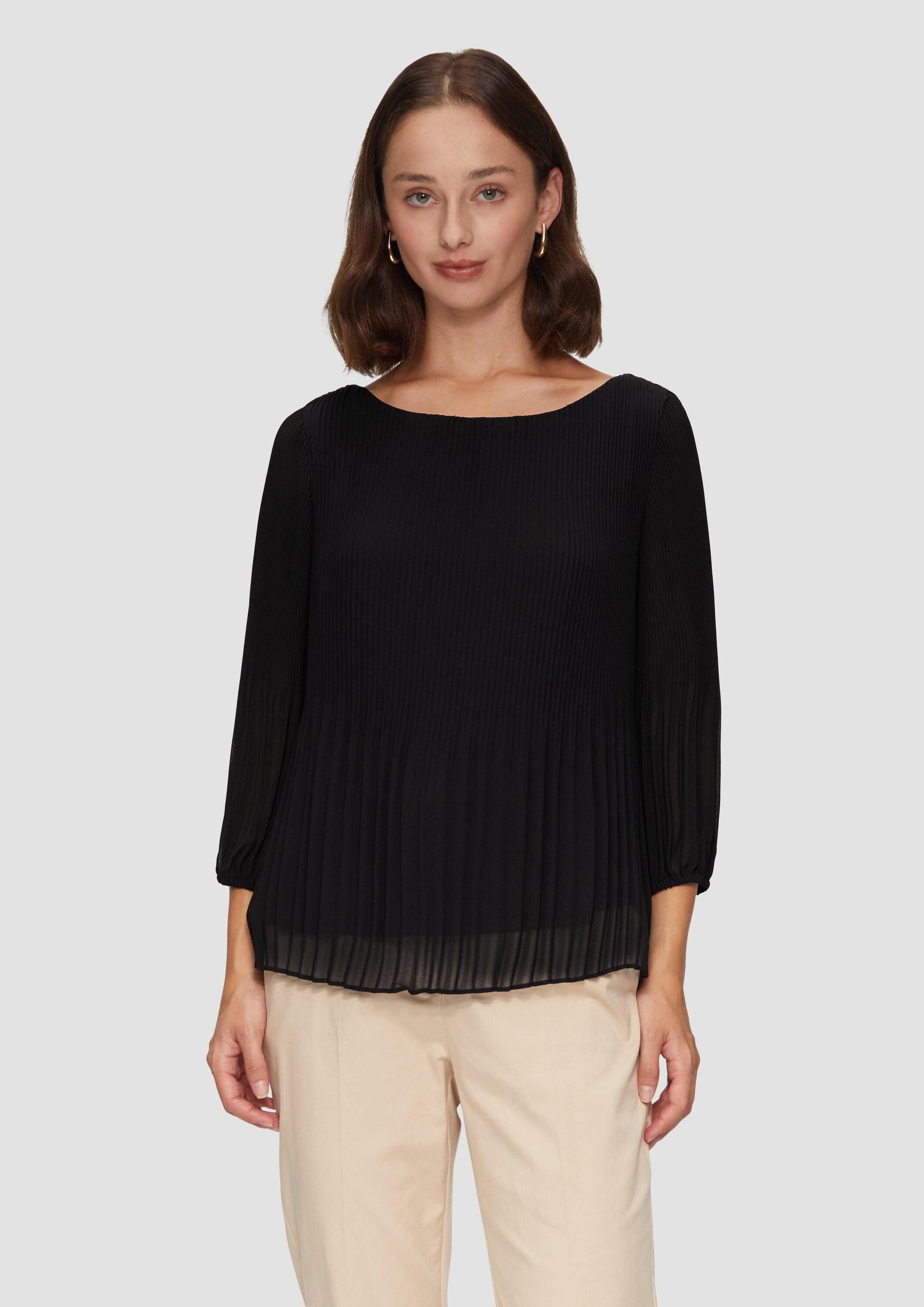 s.Oliver Kurzarmbluse Bluse Plisseebluse mit 3/4-Arm günstig online kaufen