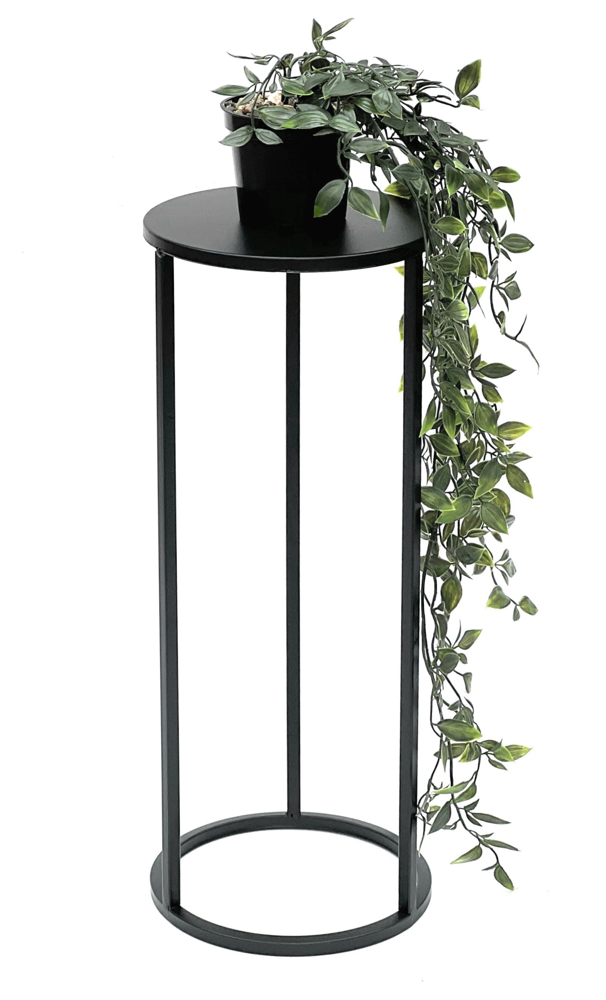 DanDiBo Blumenständer Blumenhocker Metall Schwarz Rund 70-50 cm Blumenständer Beistelltisch