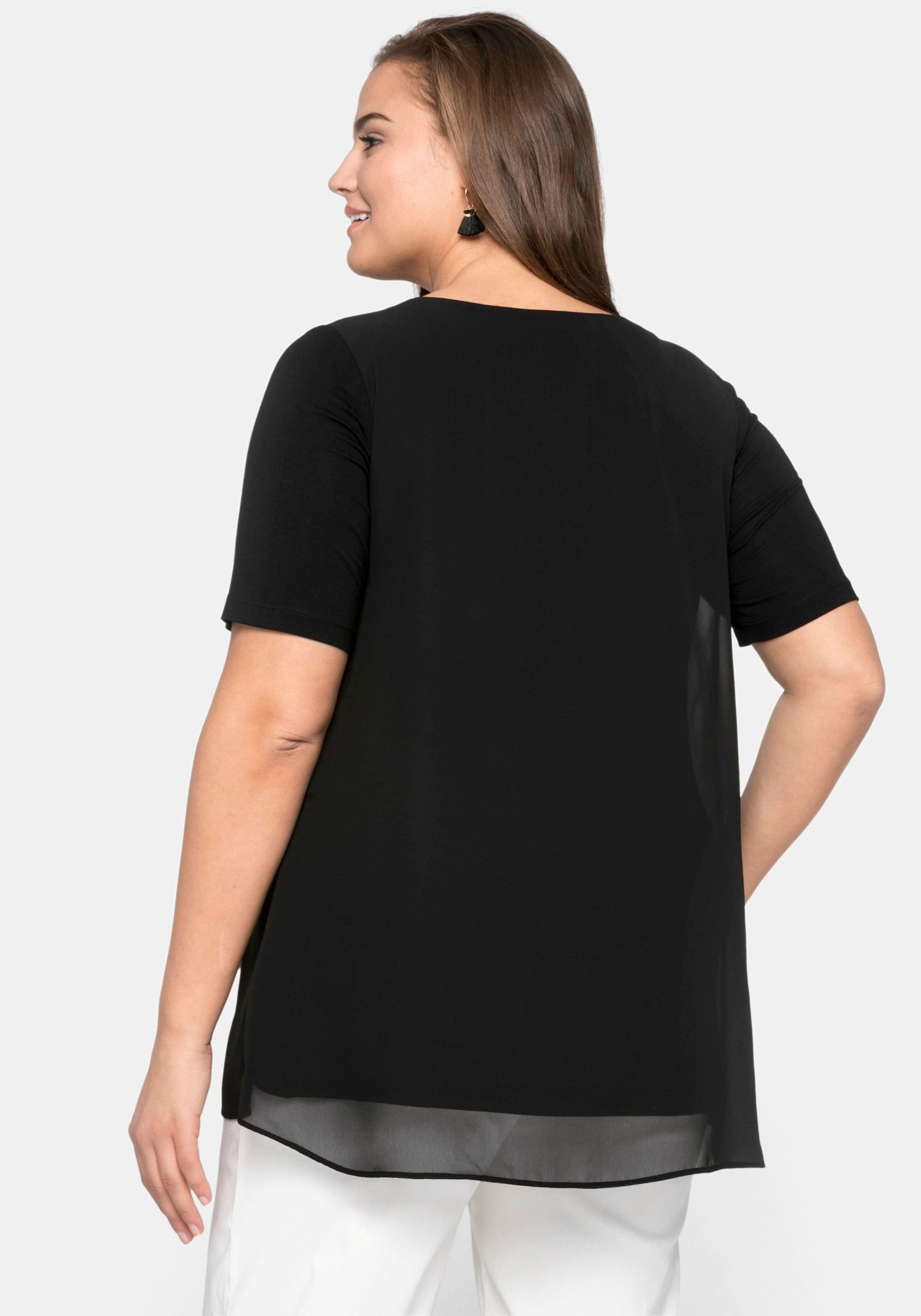 Sheego T-Shirt Blusenshirt Kurzarm im Lagenlook günstig online kaufen