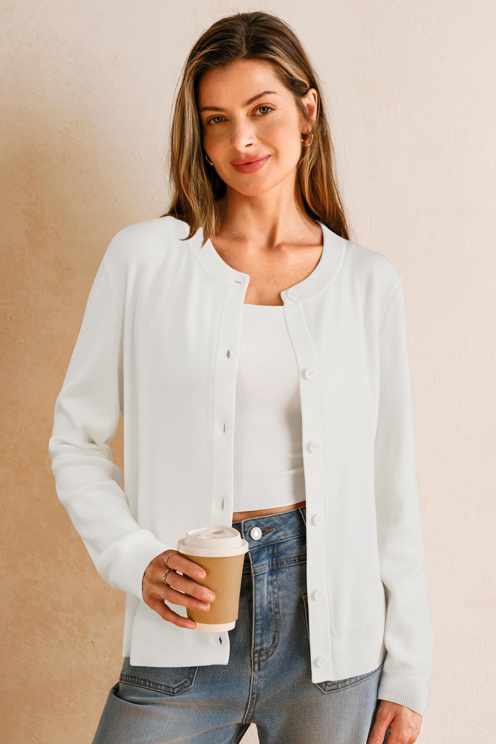 Arach&Cloz Strickjacke Damen Cardigan-Pullover Lässige Strickjacken Business-Casual-Outfit-Oberteil