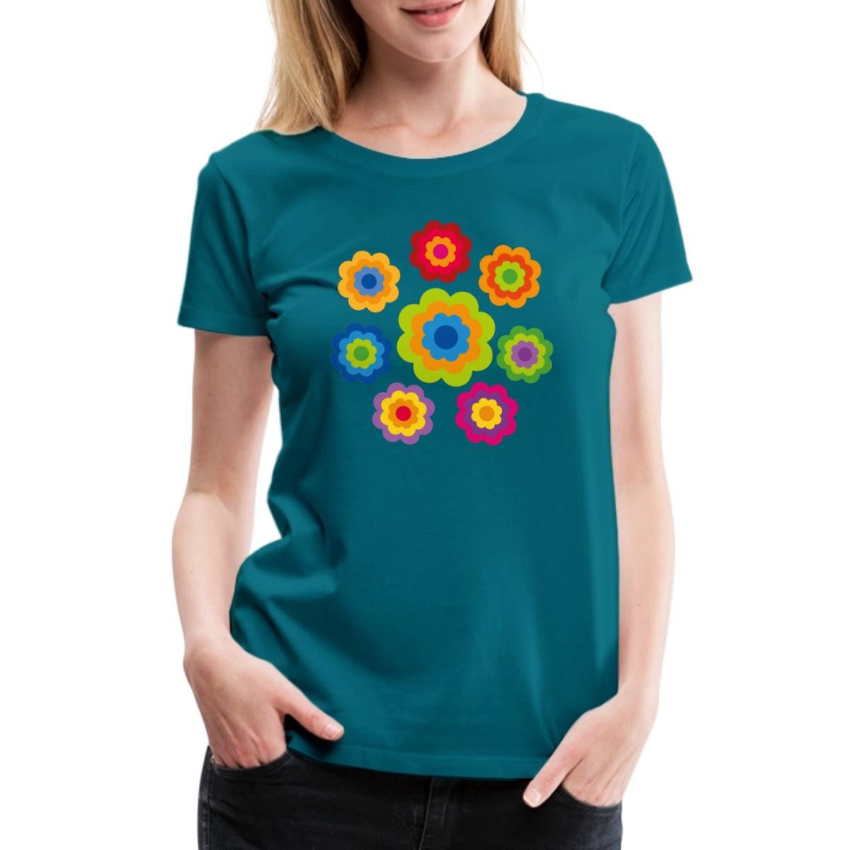 Spreadshirt T-Shirt 70er Jahre Hippie Flower günstig online kaufen