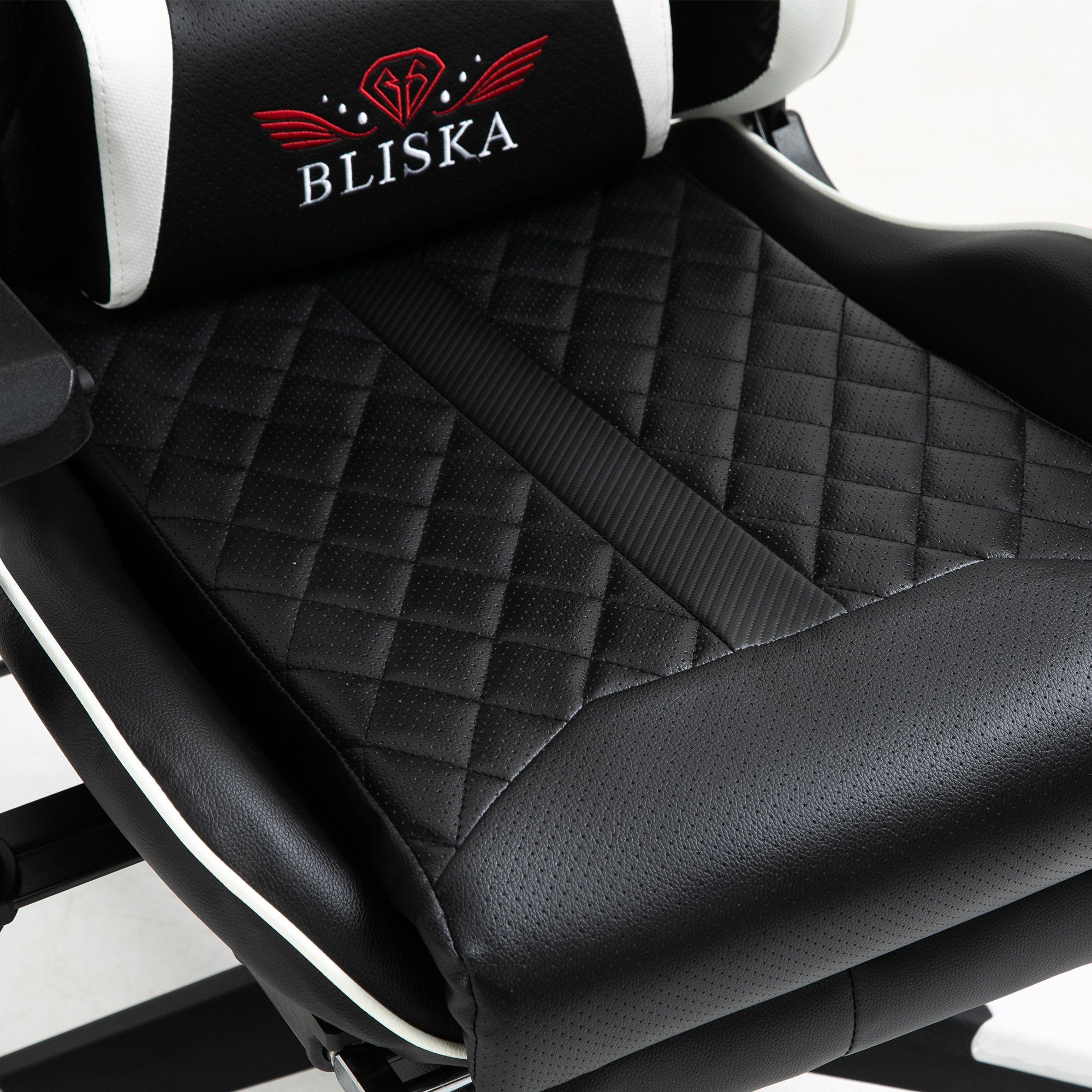TRISENS Chefsessel Schwarz Weiß Thanos im Gaming flexiblen Bürostuhl Stuhl mit Racing-Design (einzeln), / Armlehnen